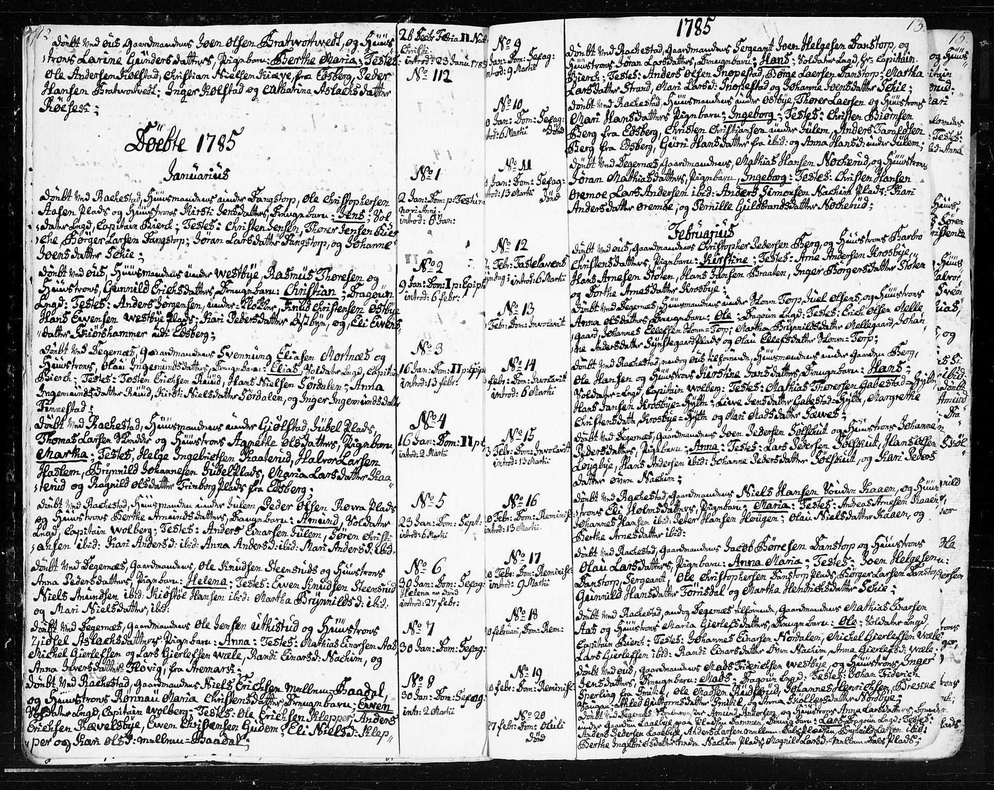 Rakkestad prestekontor Kirkebøker, SAO/A-2008/F/Fa/L0005: Parish register (official) no. I 5, 1784-1814, p. 12-13