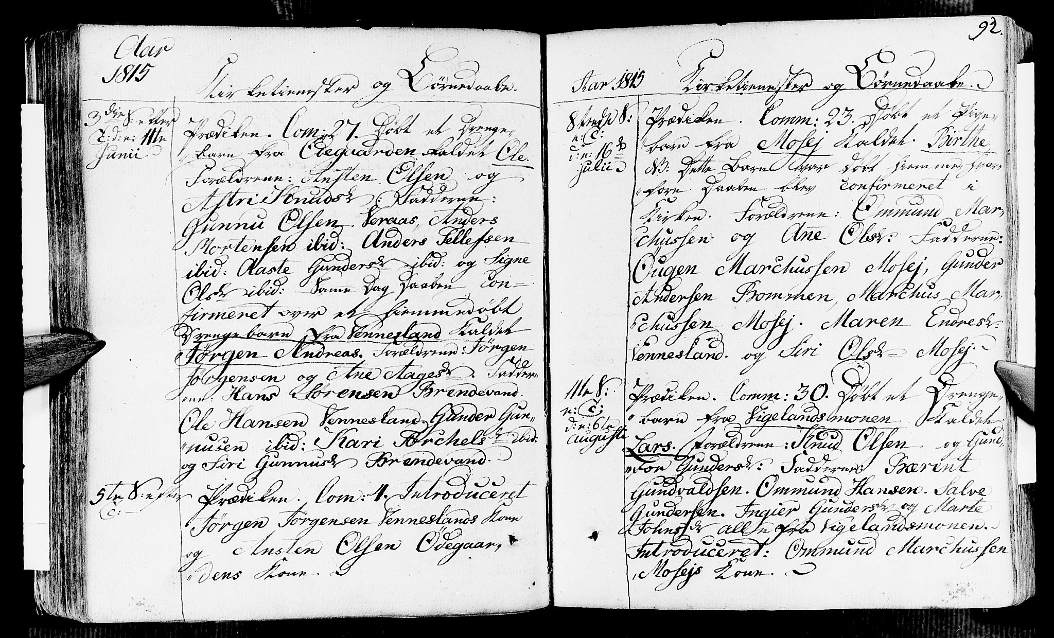 Vennesla sokneprestkontor, AV/SAK-1111-0045/Fa/Fab/L0002: Parish register (official) no. A 2, 1794-1834, p. 92