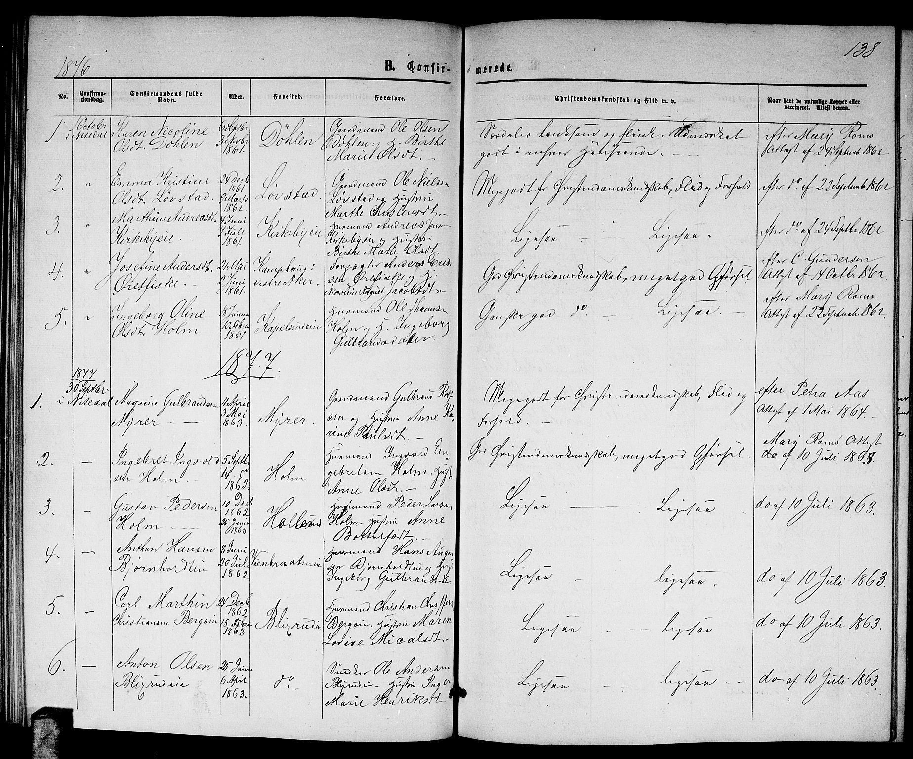 Nittedal prestekontor Kirkebøker, AV/SAO-A-10365a/G/Gb/L0001: Parish register (copy) no. II 1, 1859-1878, p. 138