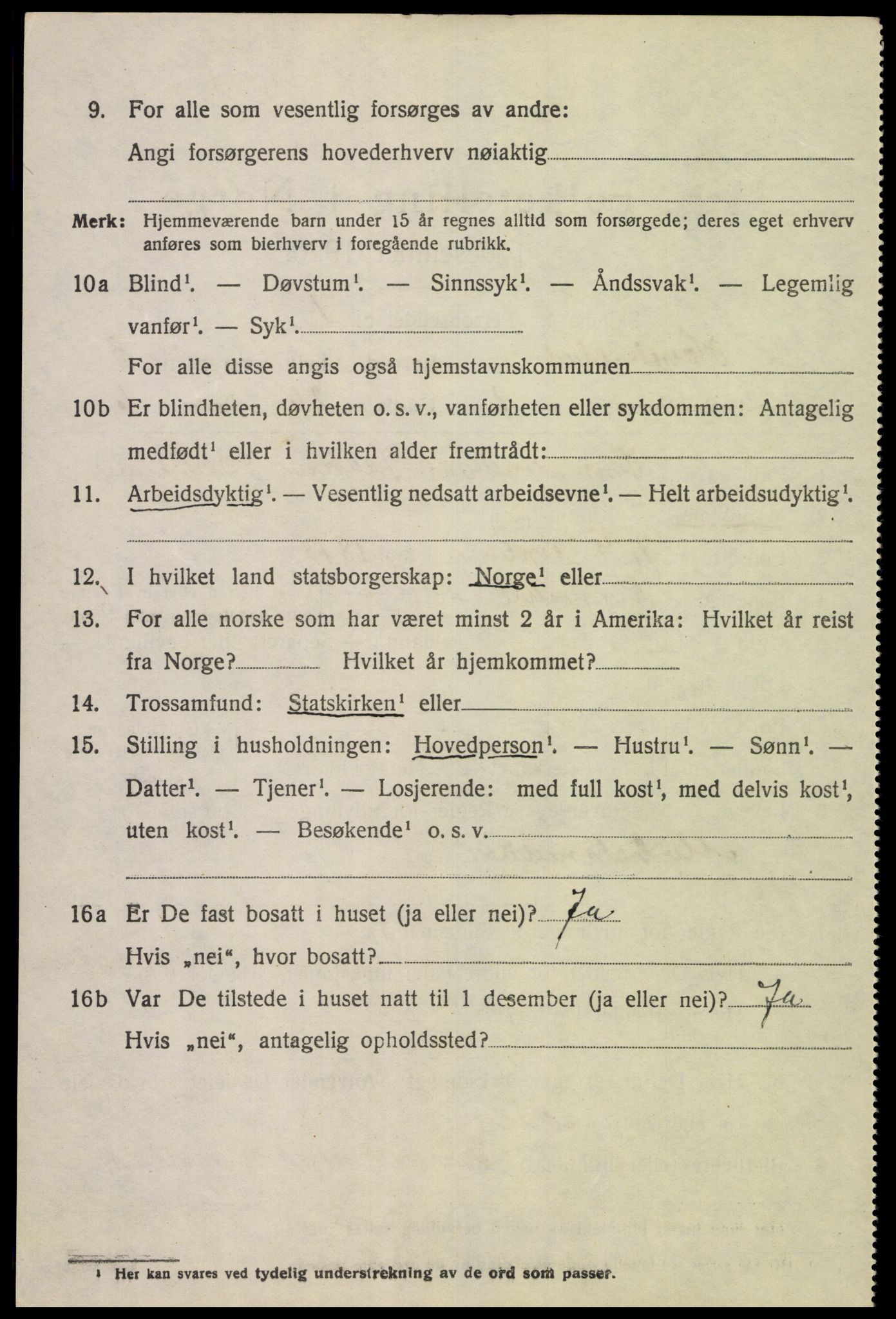 SAK, 1920 census for Hægebostad, 1920, p. 1112