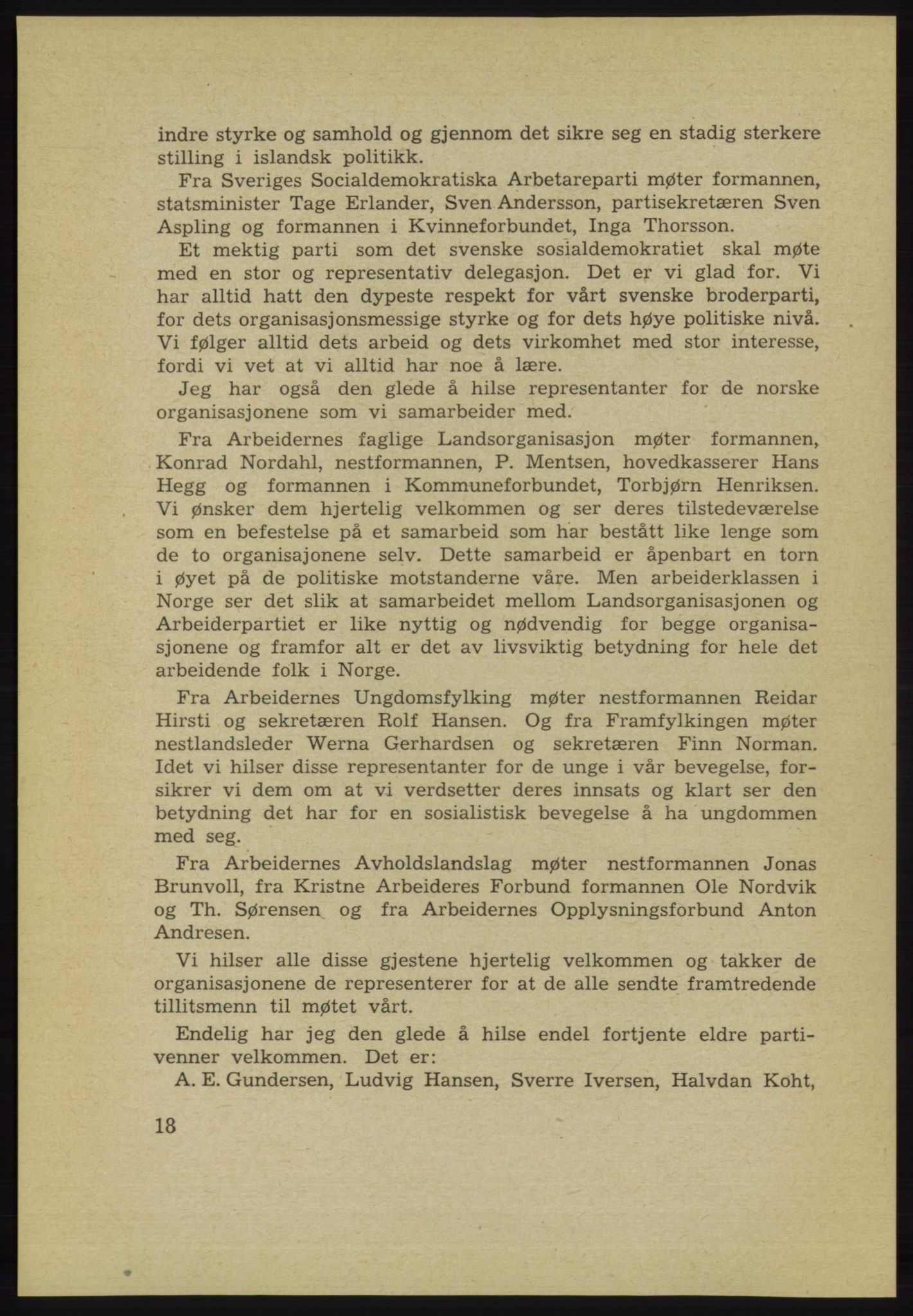 Det norske Arbeiderparti - publikasjoner, AAB/-/-/-: Protokoll over forhandlingene på det 34. ordinære landsmøte 22.-25. mars 1953 i Oslo, 1953, p. 18