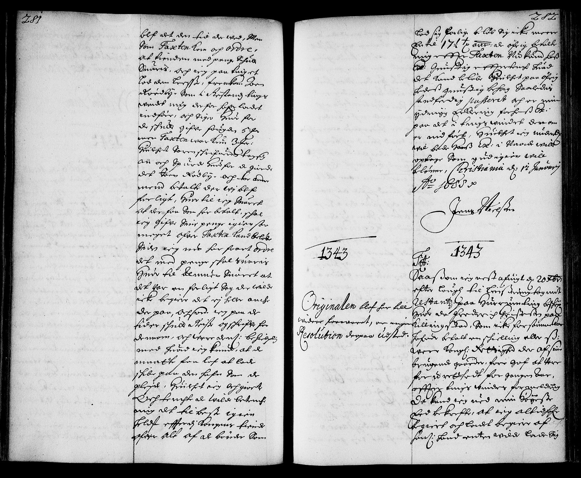 Stattholderembetet 1572-1771, AV/RA-EA-2870/Ae/L0005: Supplikasjons- og resolusjonsprotokoll, 1687-1688, p. 281-282