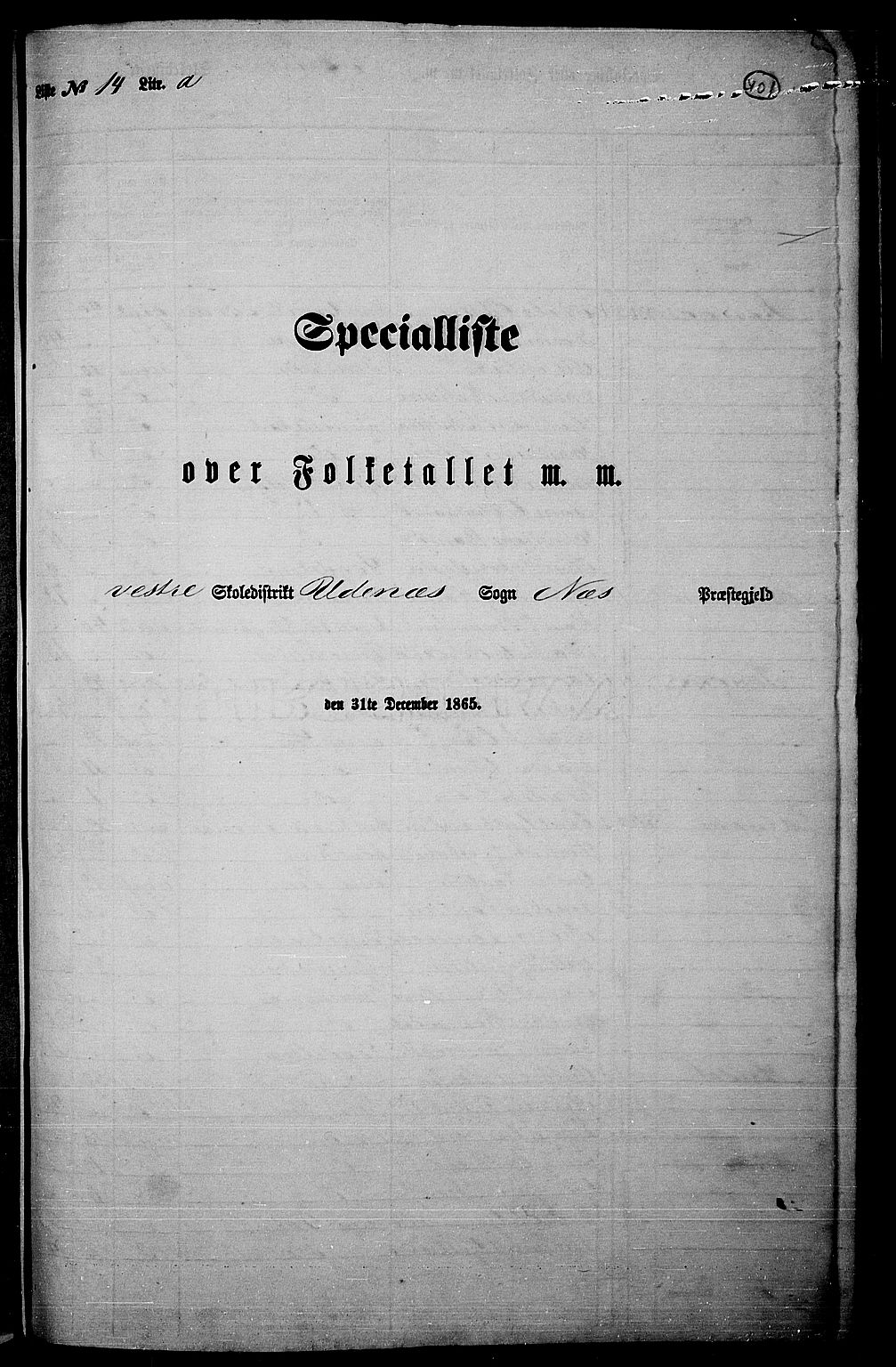 RA, 1865 census for Nes, 1865, p. 367