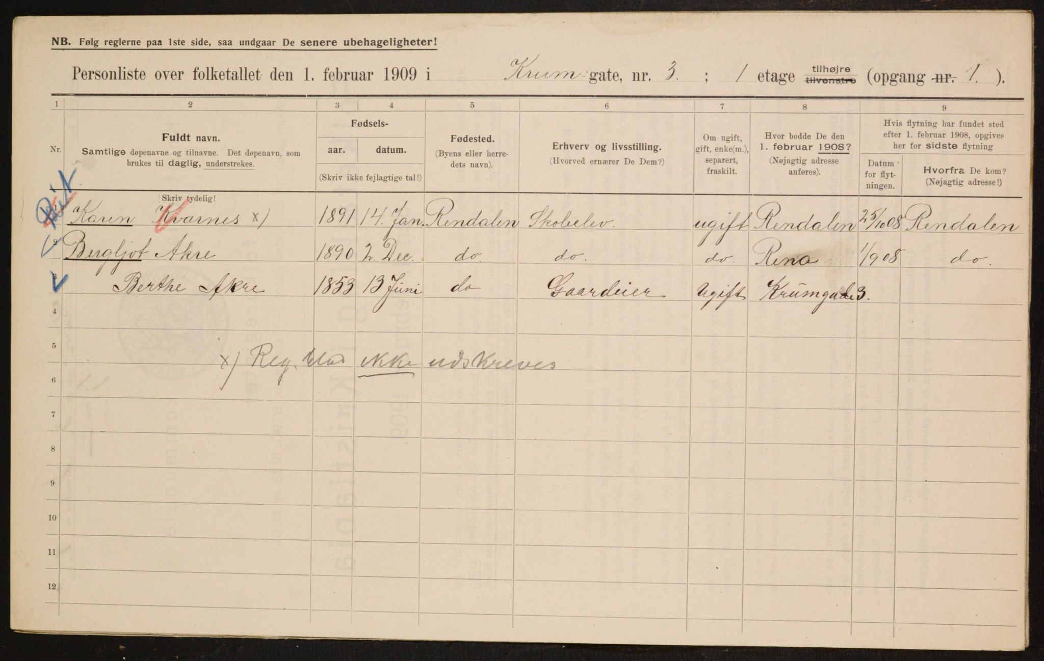 OBA, Municipal Census 1909 for Kristiania, 1909, p. 50236