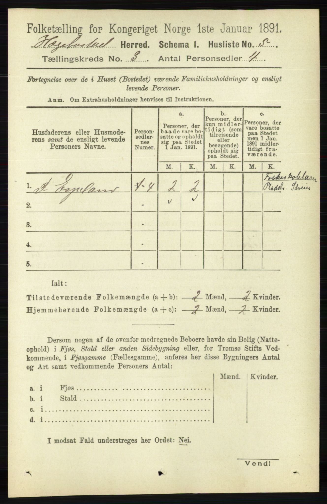 RA, 1891 census for 1034 Hægebostad, 1891, p. 821