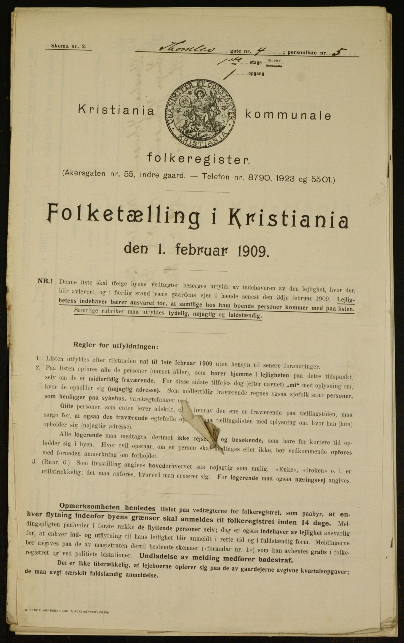 OBA, Municipal Census 1909 for Kristiania, 1909, p. 98977