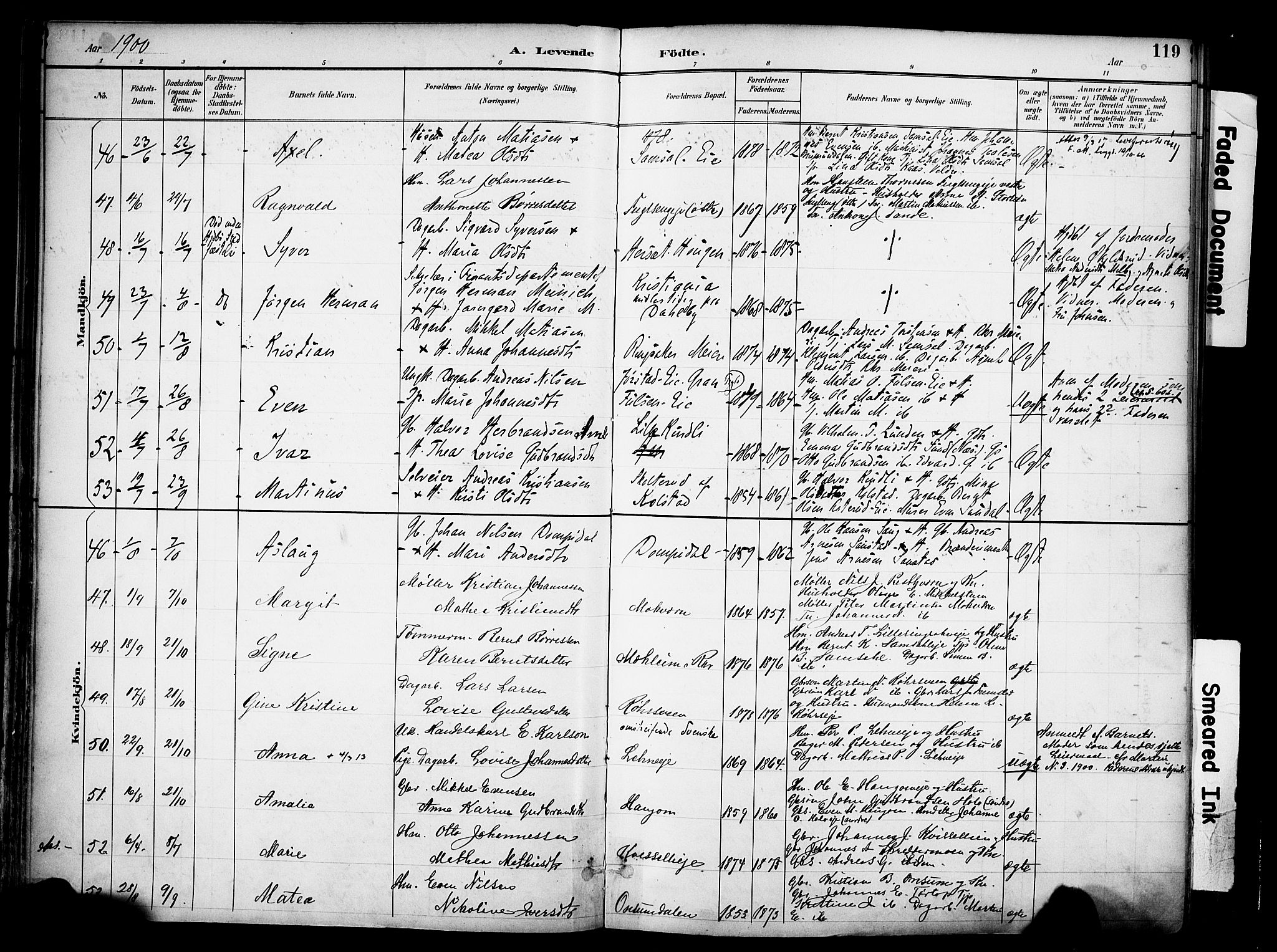 Ringsaker prestekontor, AV/SAH-PREST-014/K/Ka/L0017: Parish register (official) no. 17, 1891-1902, p. 119