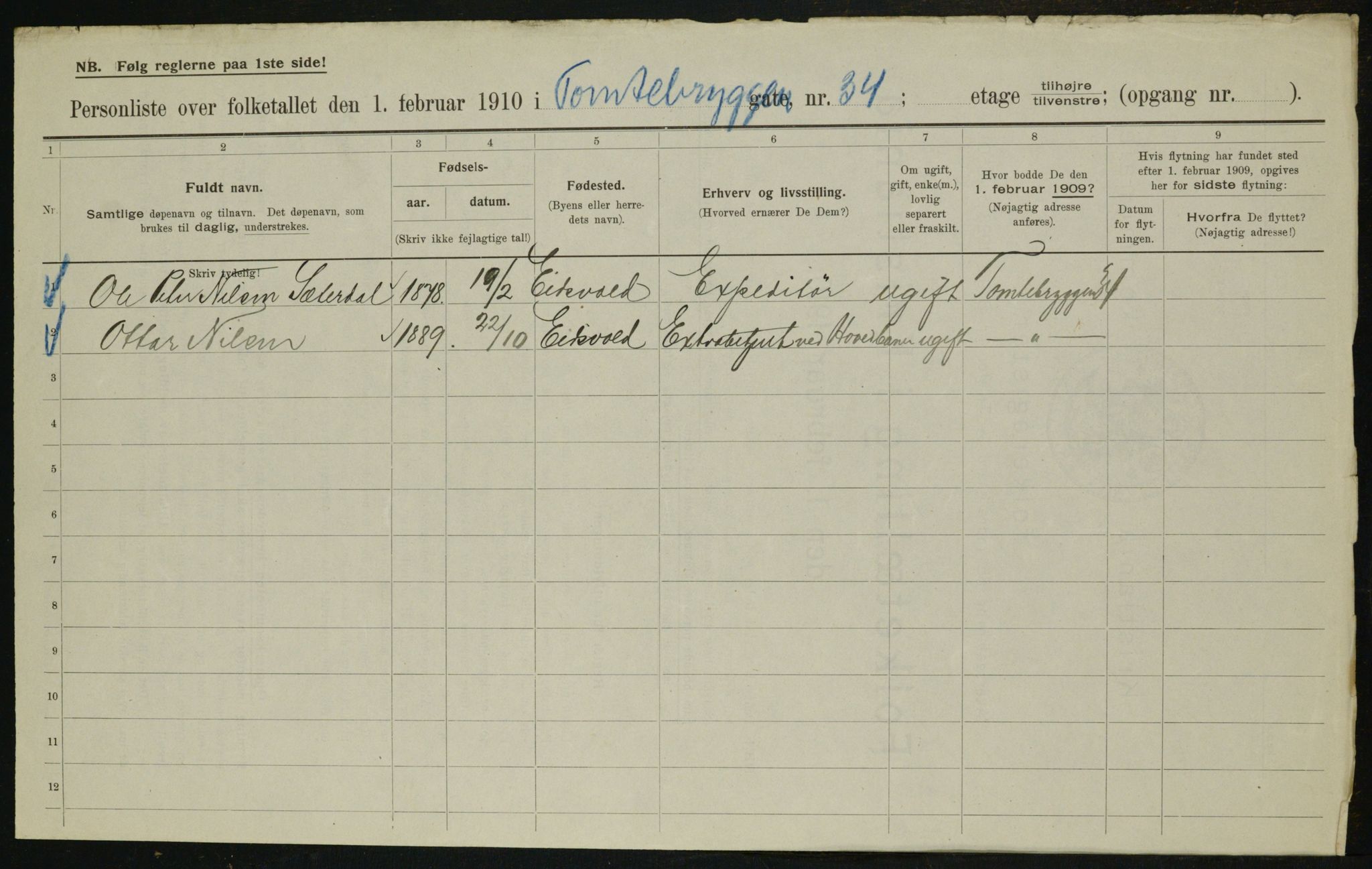 OBA, Municipal Census 1910 for Kristiania, 1910, p. 107623