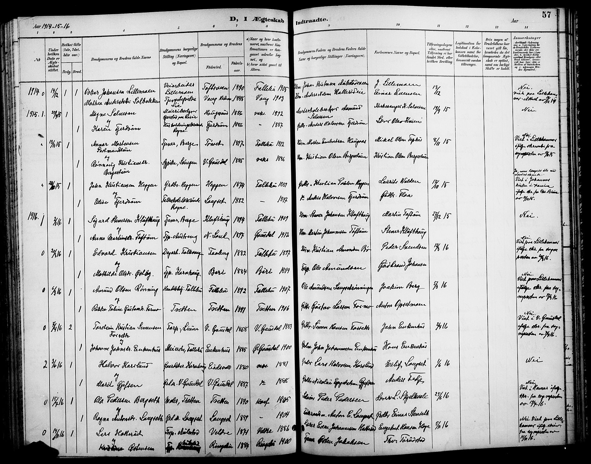 Østre Gausdal prestekontor, SAH/PREST-092/H/Ha/Hab/L0003: Parish register (copy) no. 3, 1894-1915, p. 57