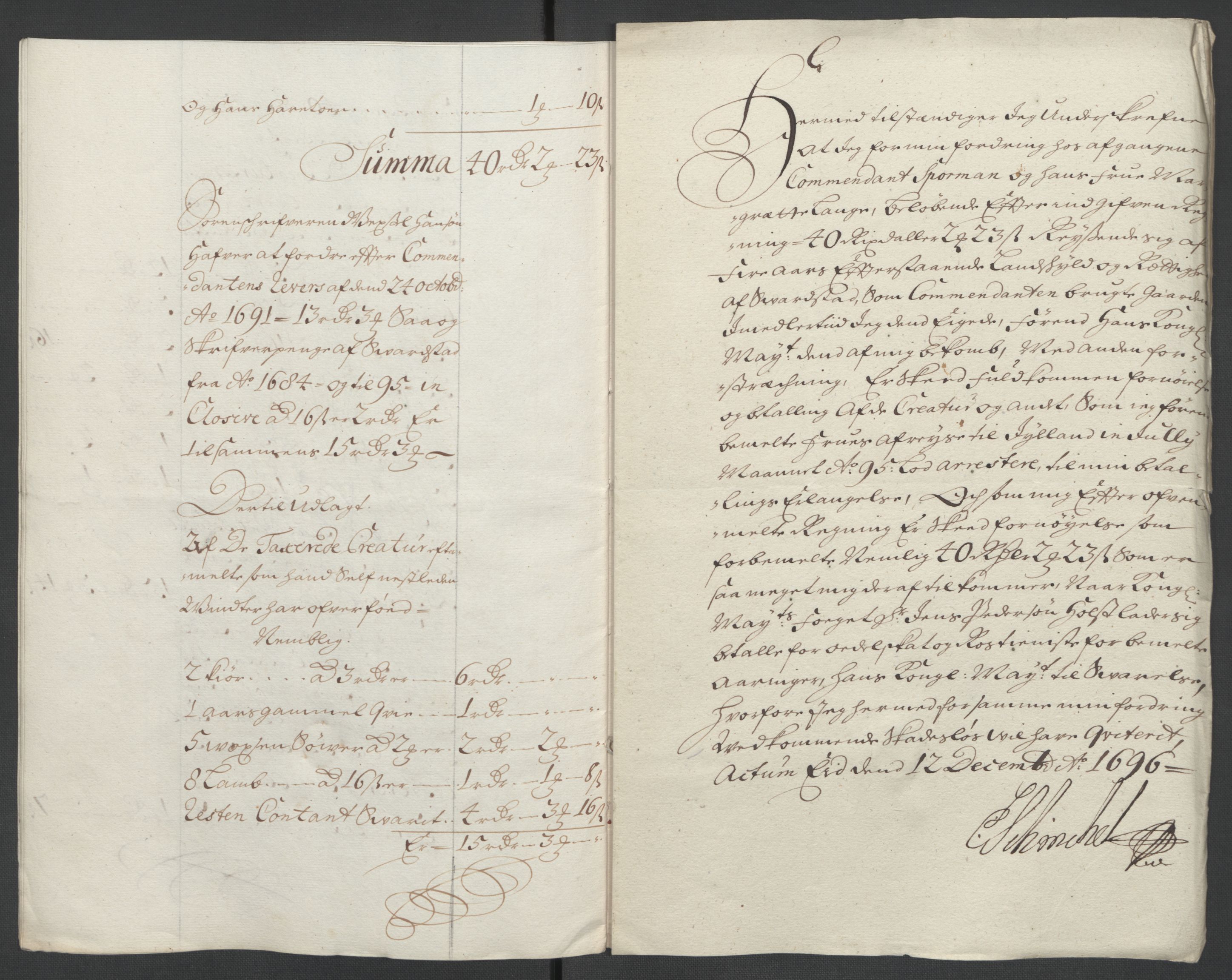 Rentekammeret inntil 1814, Reviderte regnskaper, Fogderegnskap, AV/RA-EA-4092/R11/L0580: Fogderegnskap Nedre Romerike, 1696-1697, p. 193