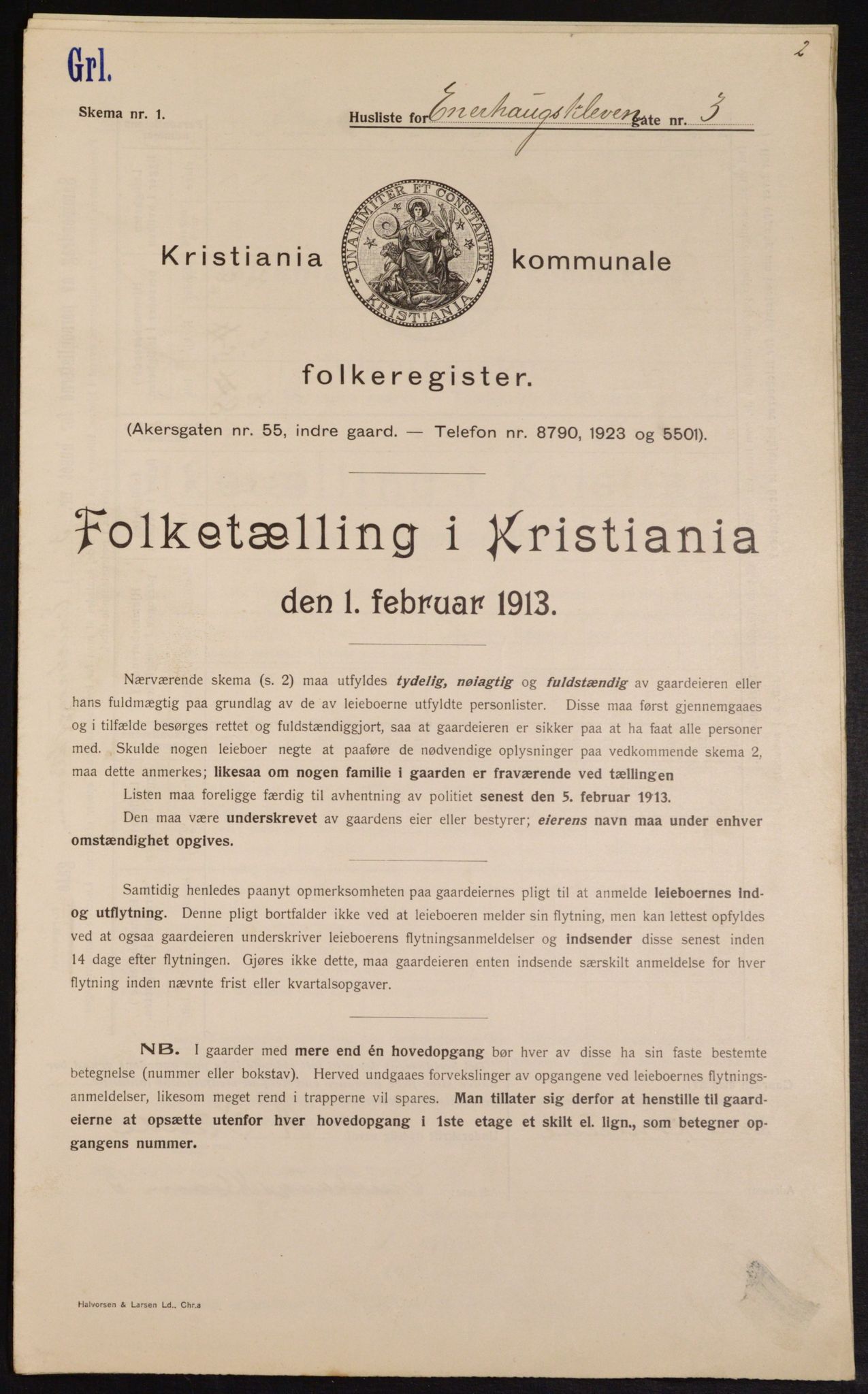 OBA, Municipal Census 1913 for Kristiania, 1913, p. 21798