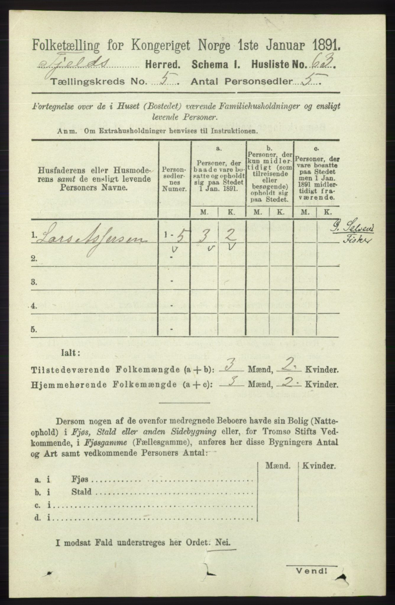 RA, 1891 census for 1246 Fjell, 1891, p. 2546