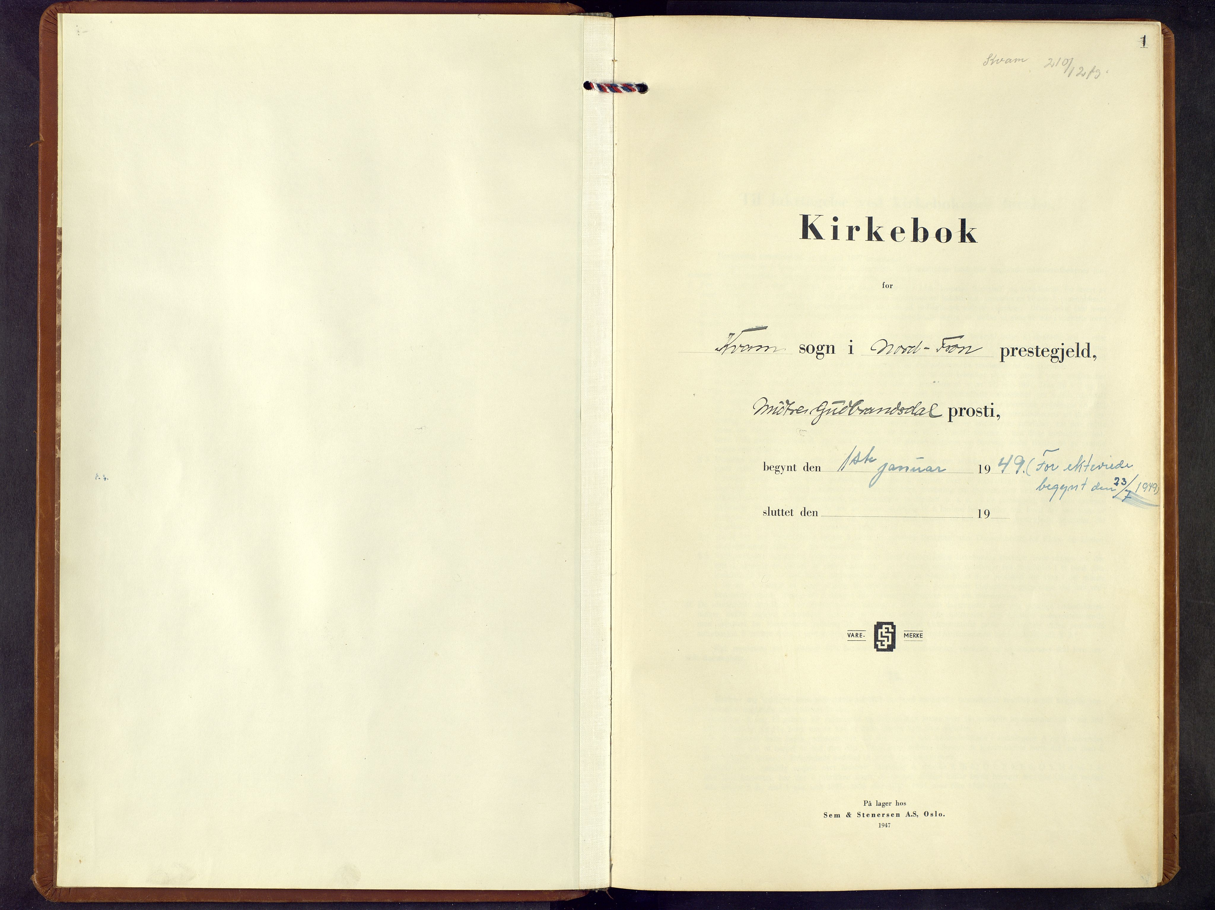 Nord-Fron prestekontor, SAH/PREST-080/H/Ha/Hab/L0011: Parish register (copy) no. 11, 1949-1969, p. 0-1