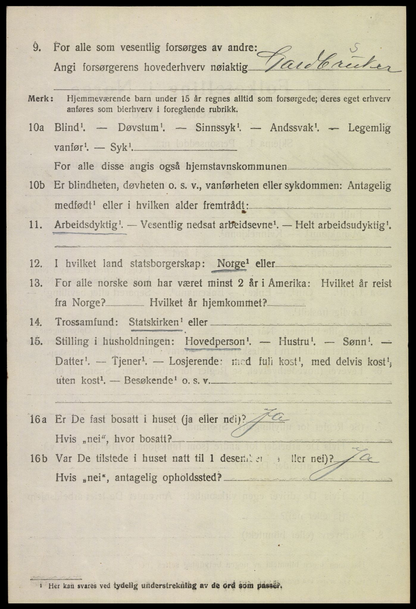 SAH, 1920 census for Vardal, 1920, p. 3878