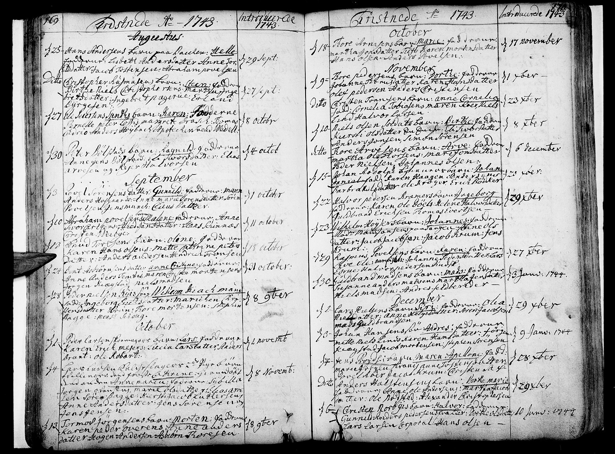 Bragernes kirkebøker, SAKO/A-6/F/Fa/L0004: Parish register (official) no. I 4, 1734-1759, p. 169-170