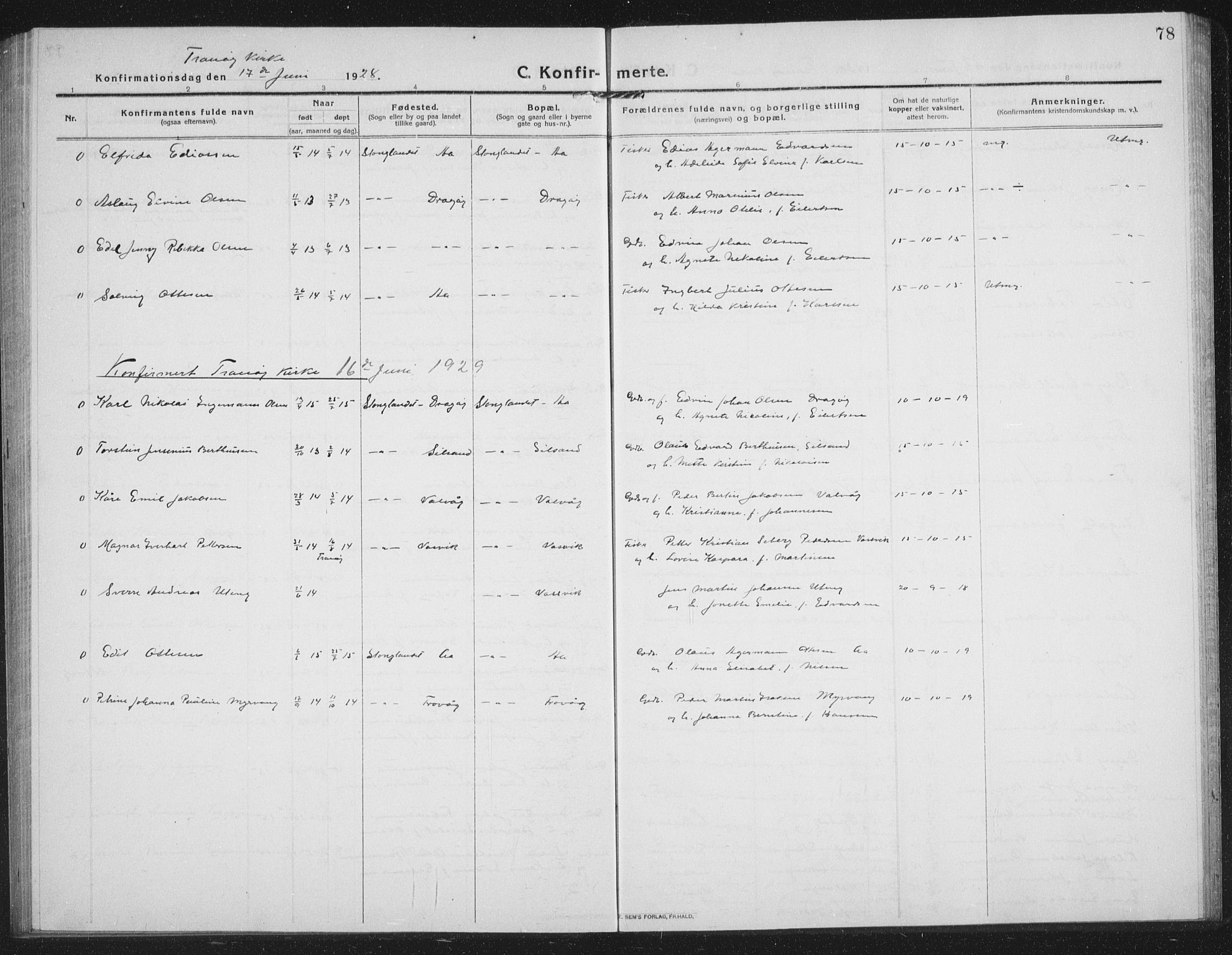 Tranøy sokneprestkontor, SATØ/S-1313/I/Ia/Iab/L0019klokker: Parish register (copy) no. 19, 1914-1940, p. 78