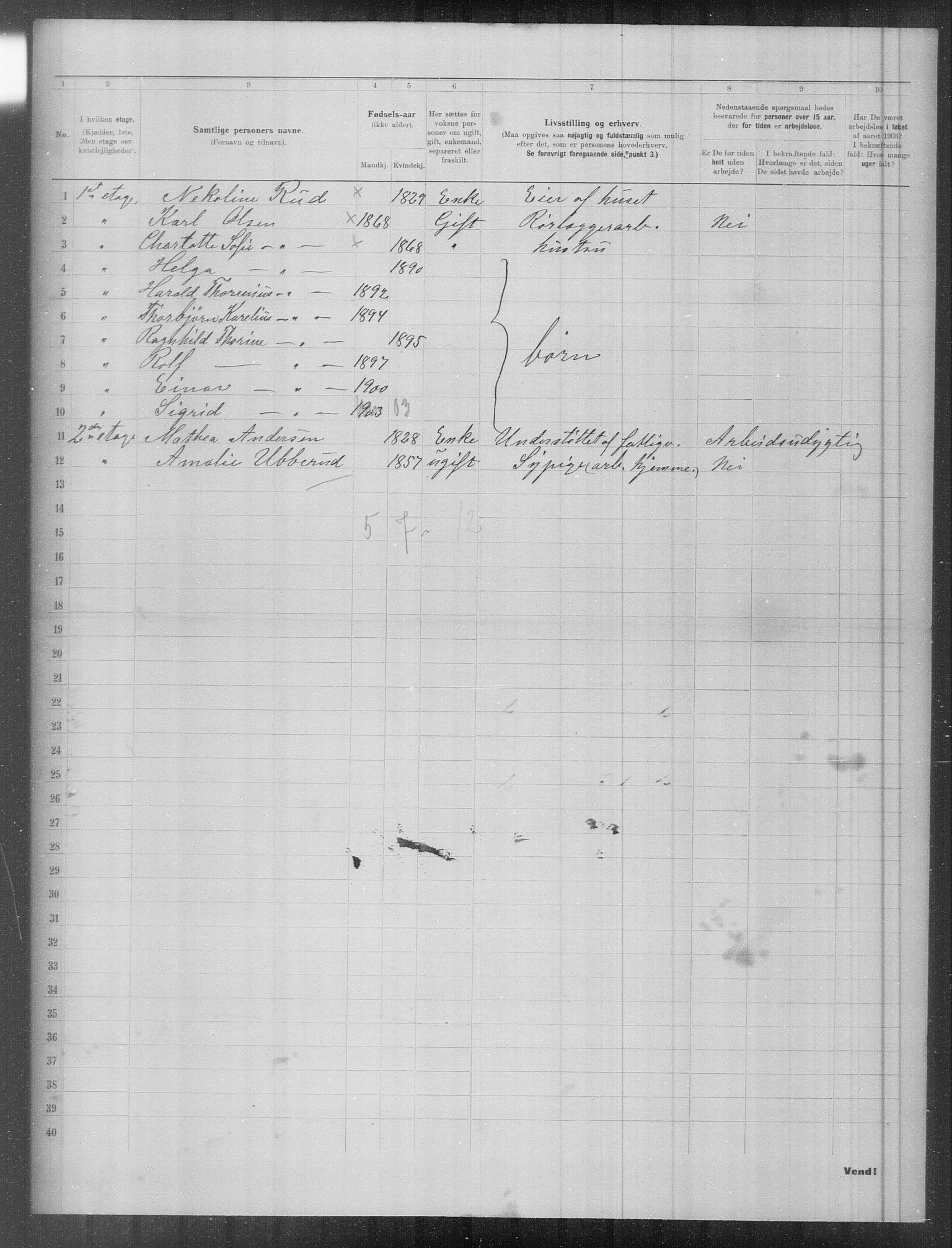 OBA, Municipal Census 1903 for Kristiania, 1903, p. 5080