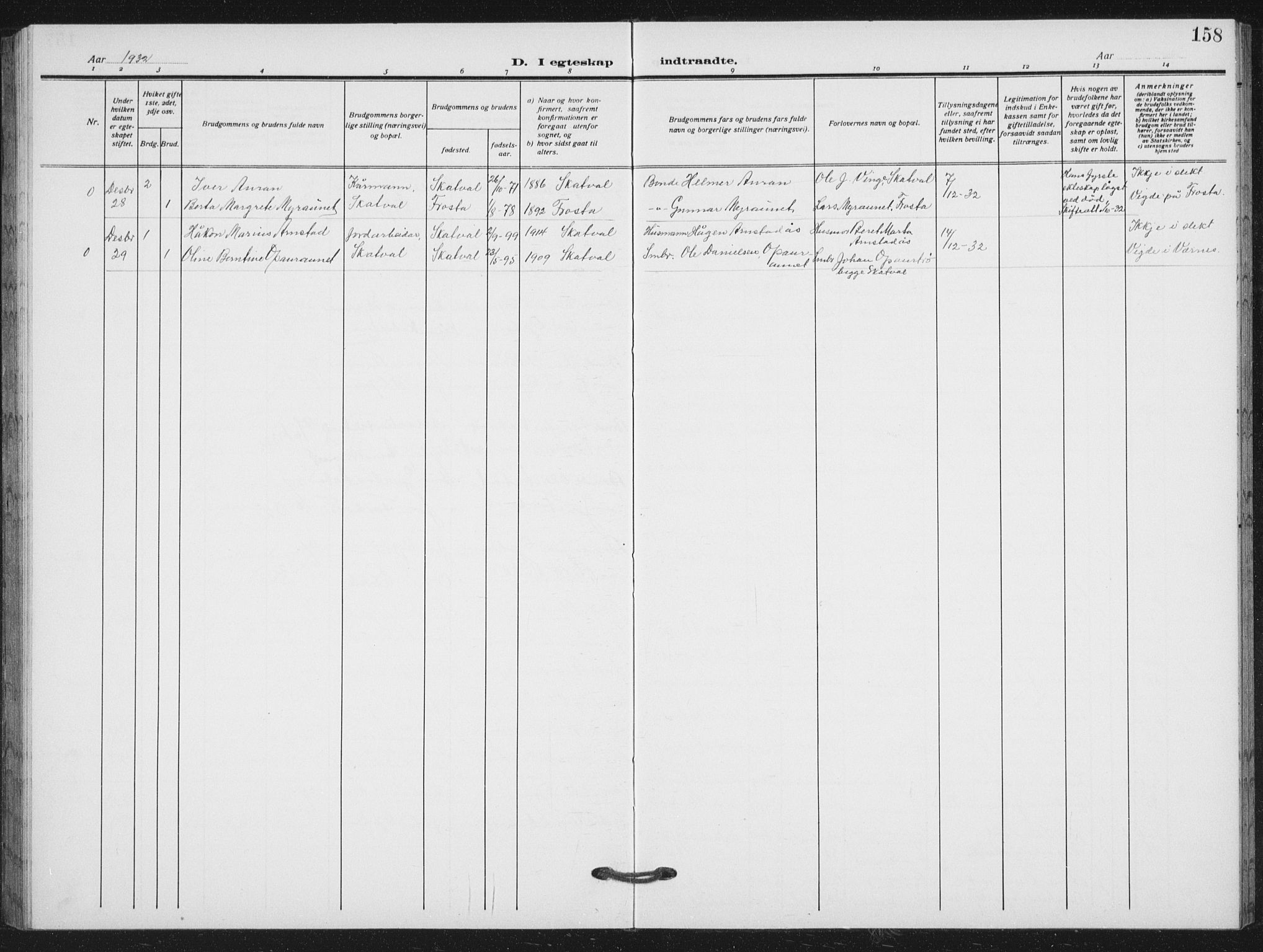 Ministerialprotokoller, klokkerbøker og fødselsregistre - Nord-Trøndelag, AV/SAT-A-1458/712/L0104: Parish register (copy) no. 712C02, 1917-1939, p. 158