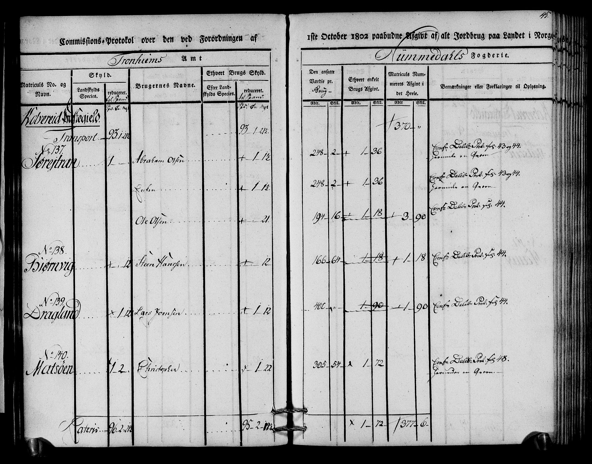 Rentekammeret inntil 1814, Realistisk ordnet avdeling, AV/RA-EA-4070/N/Ne/Nea/L0154: Namdalen fogderi. Kommisjonsprotokoll, 1803, p. 46