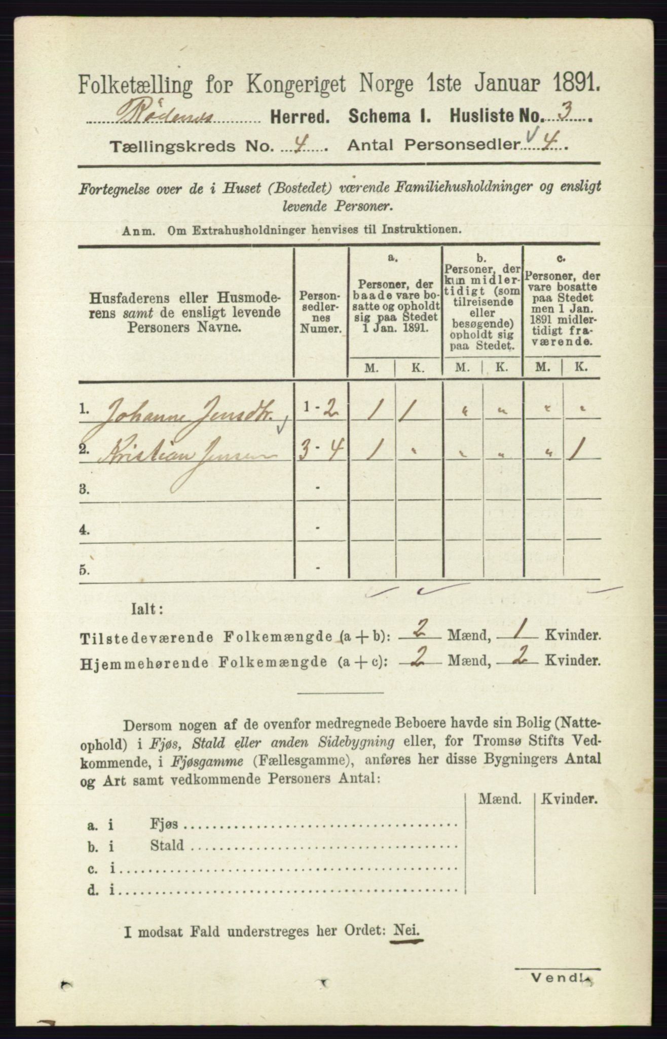 RA, 1891 census for 0120 Rødenes, 1891, p. 1566