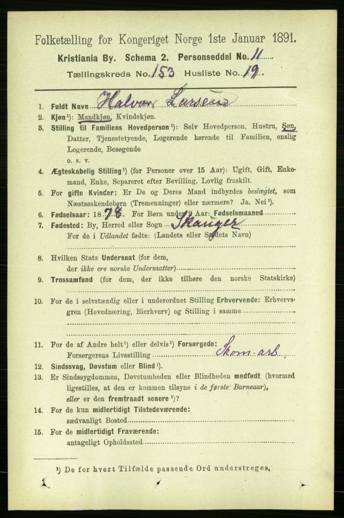 RA, 1891 census for 0301 Kristiania, 1891, p. 86738