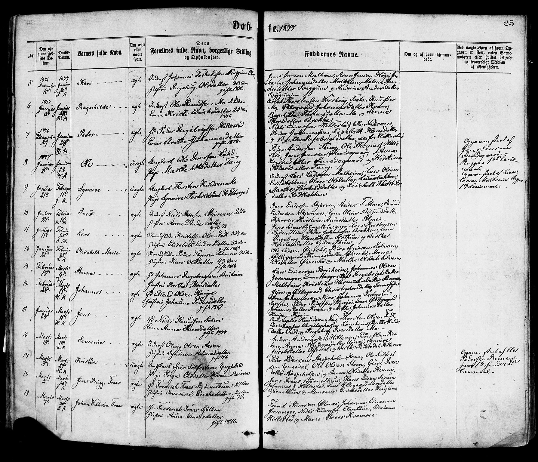 Hafslo sokneprestembete, AV/SAB-A-80301/H/Haa/Haaa/L0011: Parish register (official) no. A 11, 1873-1886, p. 25