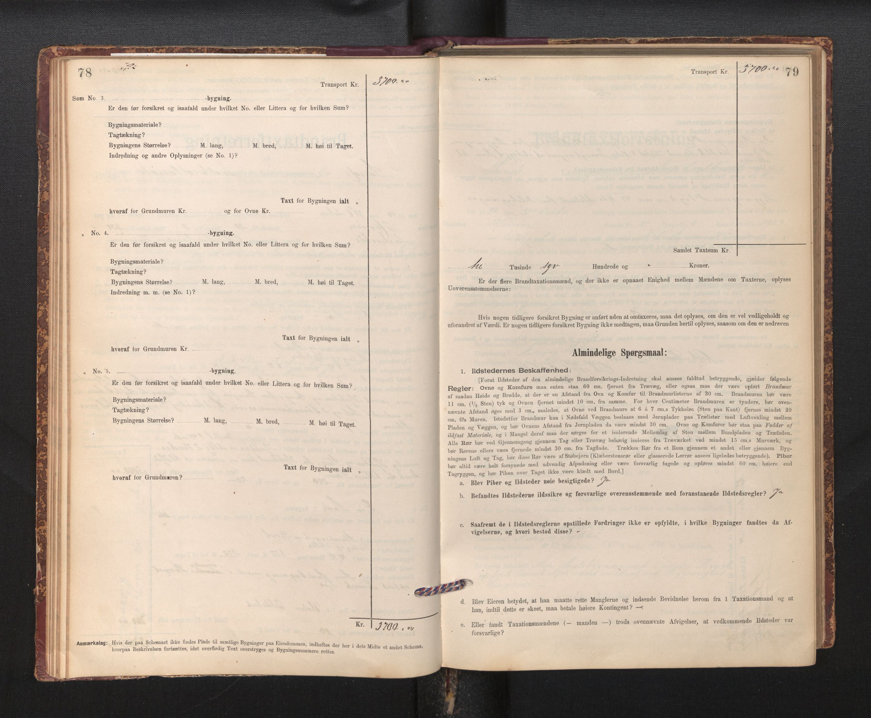 Lensmannen i Sund og Austevoll, AV/SAB-A-35201/0012/L0003: Branntakstprotokoll, skjematakst, 1894-1917, p. 78-79