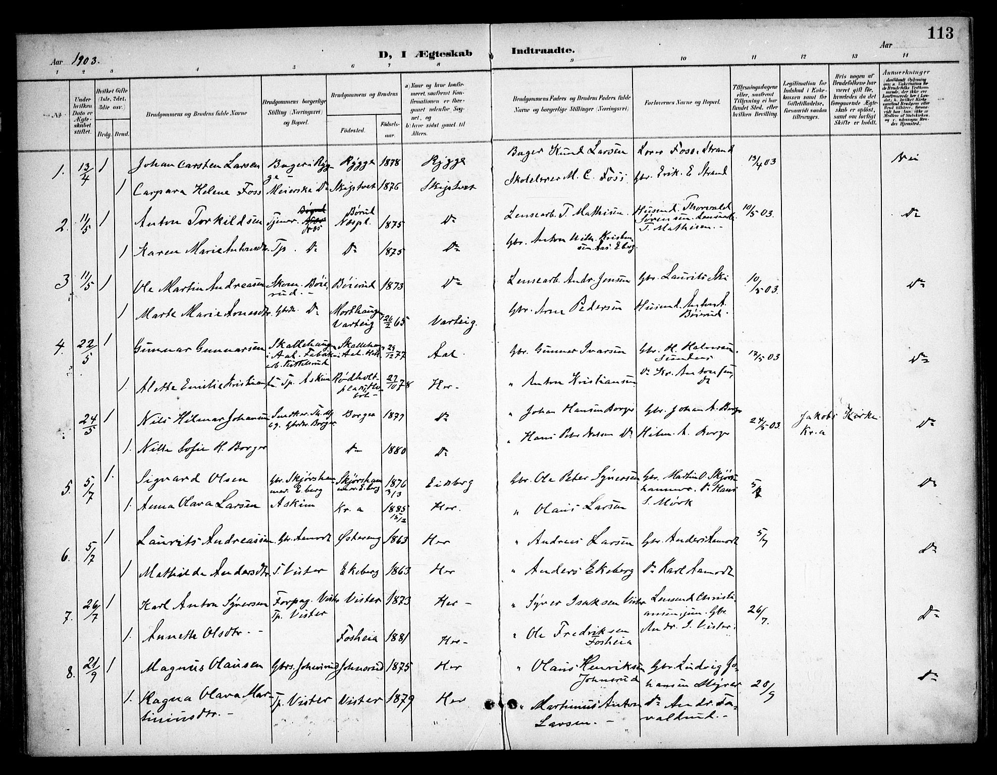 Skiptvet prestekontor Kirkebøker, AV/SAO-A-20009/F/Fa/L0011: Parish register (official) no. 11, 1901-1913, p. 113