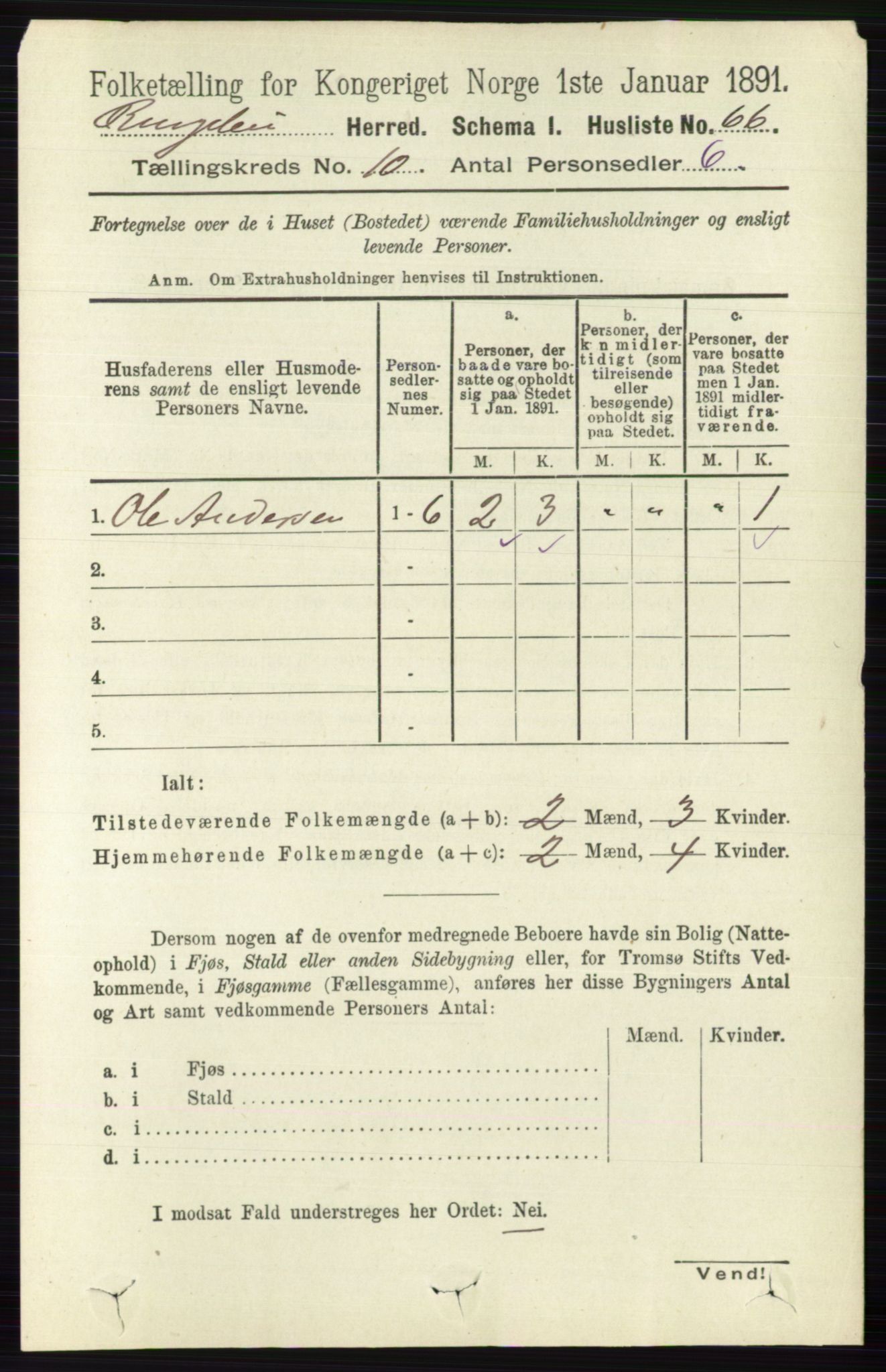 RA, 1891 census for 0520 Ringebu, 1891, p. 4800