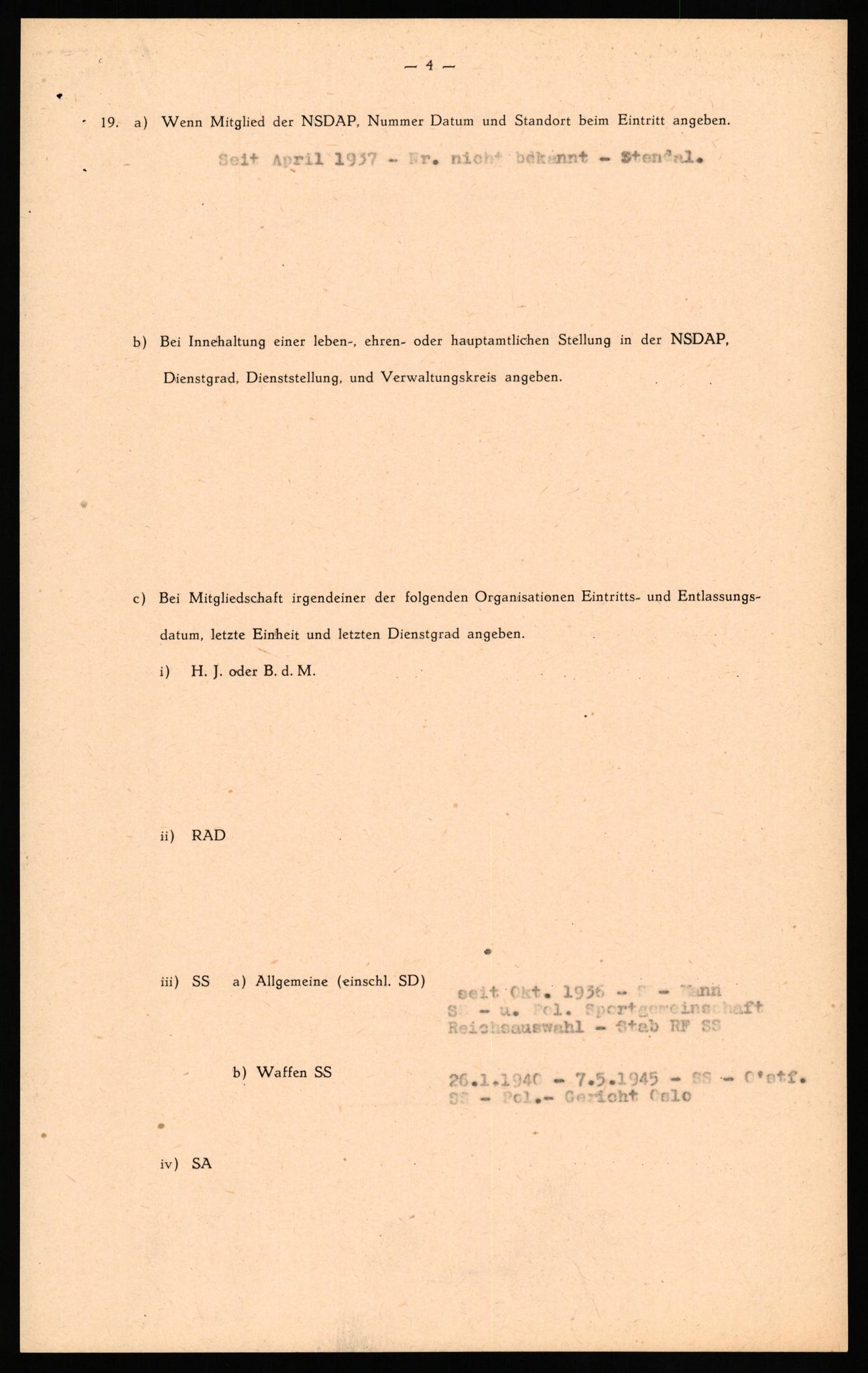 Forsvaret, Forsvarets overkommando II, AV/RA-RAFA-3915/D/Db/L0032: CI Questionaires. Tyske okkupasjonsstyrker i Norge. Tyskere., 1945-1946, p. 86