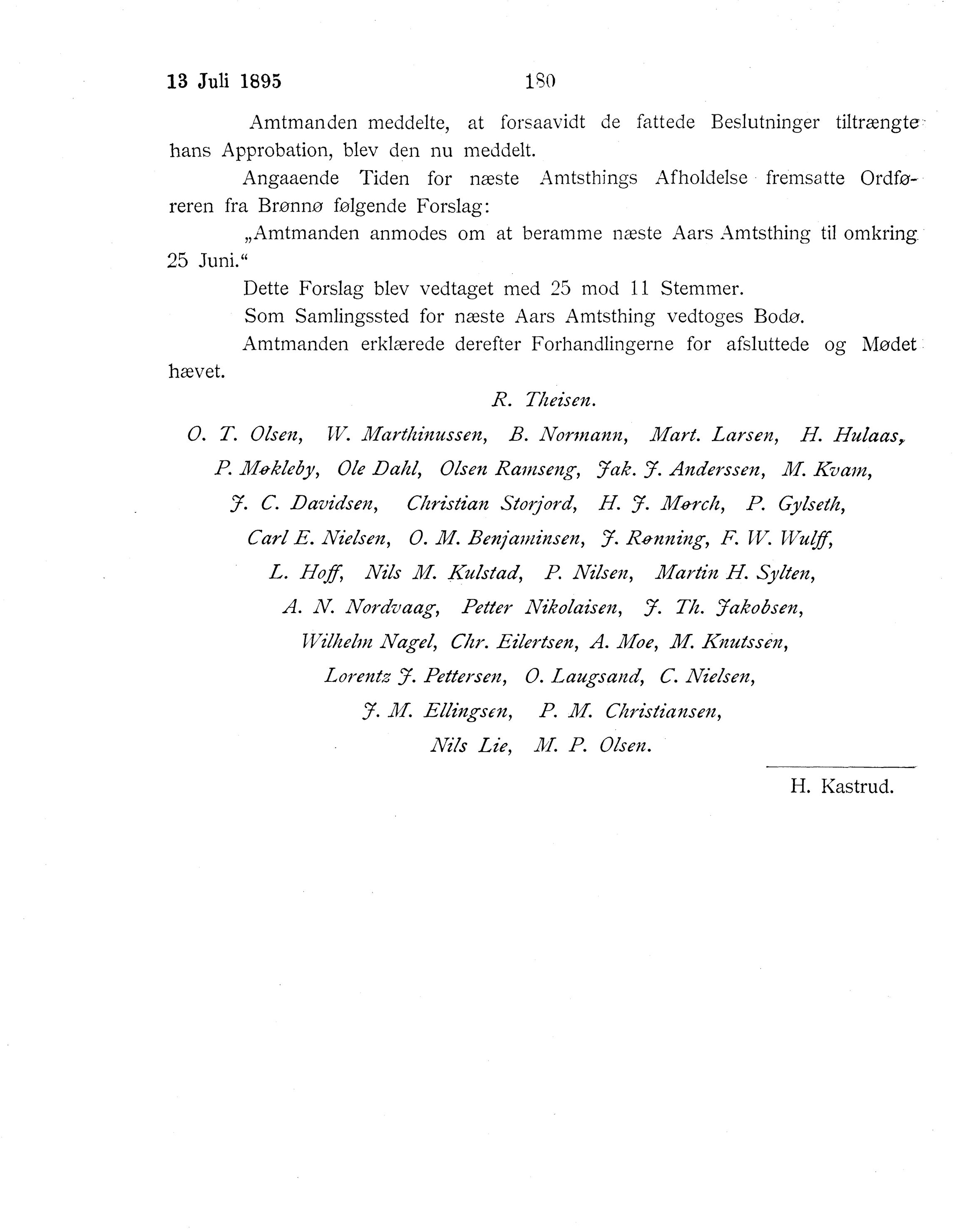 Nordland Fylkeskommune. Fylkestinget, AIN/NFK-17/176/A/Ac/L0018: Fylkestingsforhandlinger 1895, 1895