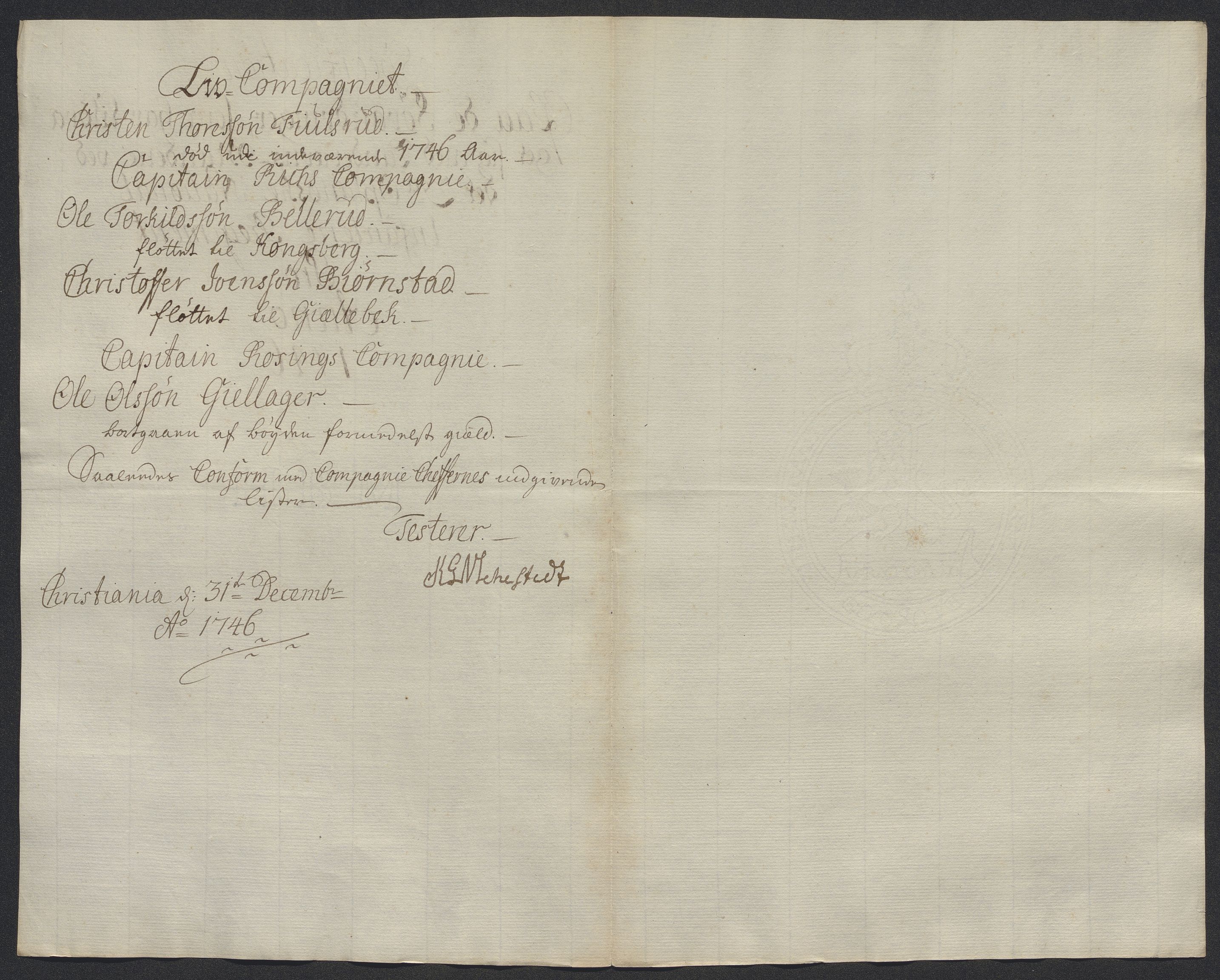 Kommanderende general (KG I) med Det norske krigsdirektorium, AV/RA-EA-5419/D/L0398: 2. Opplandske nasjonale infanteriregiment: Lister, 1745-1767, p. 81