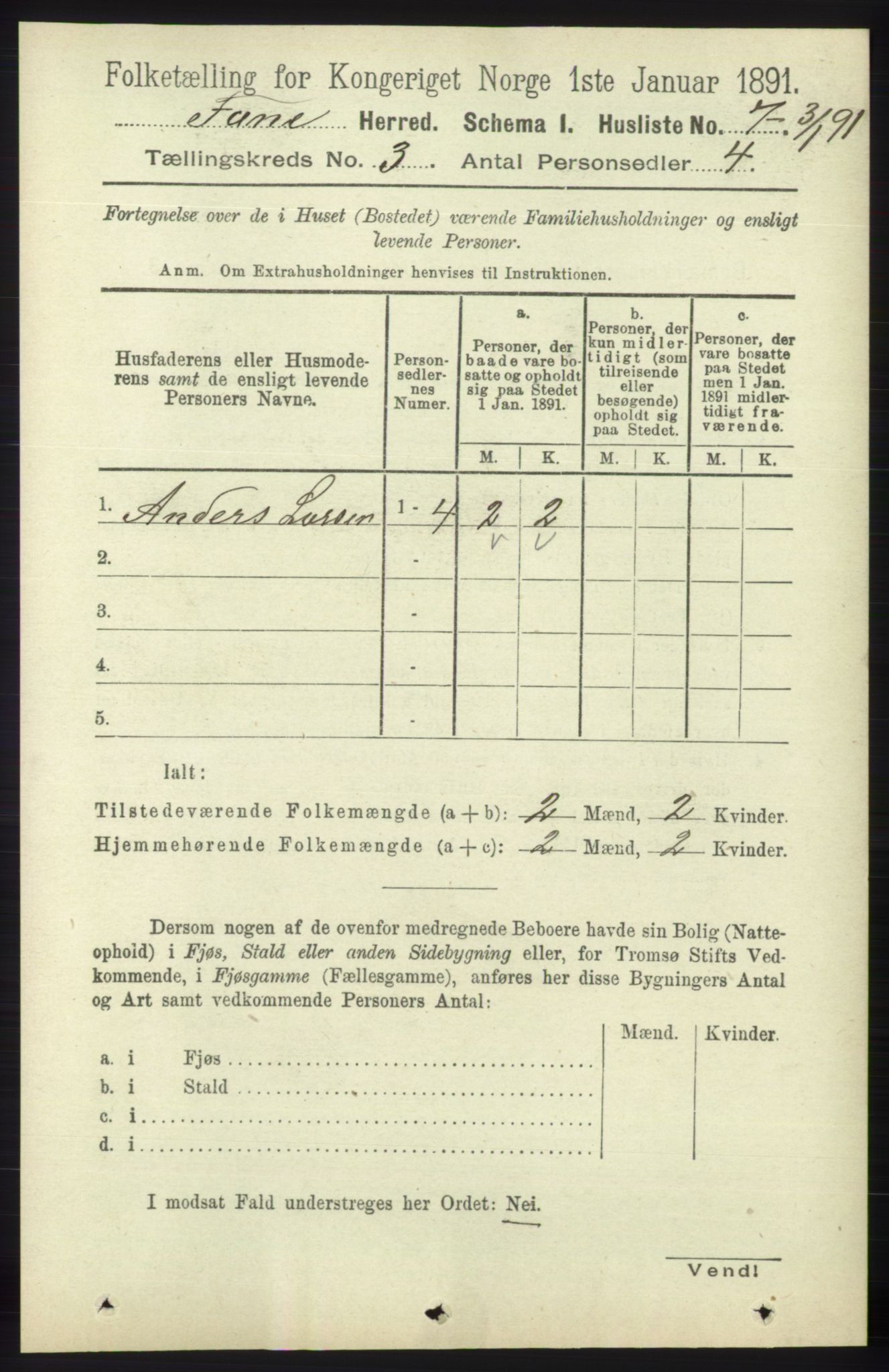 RA, 1891 census for 1249 Fana, 1891, p. 801