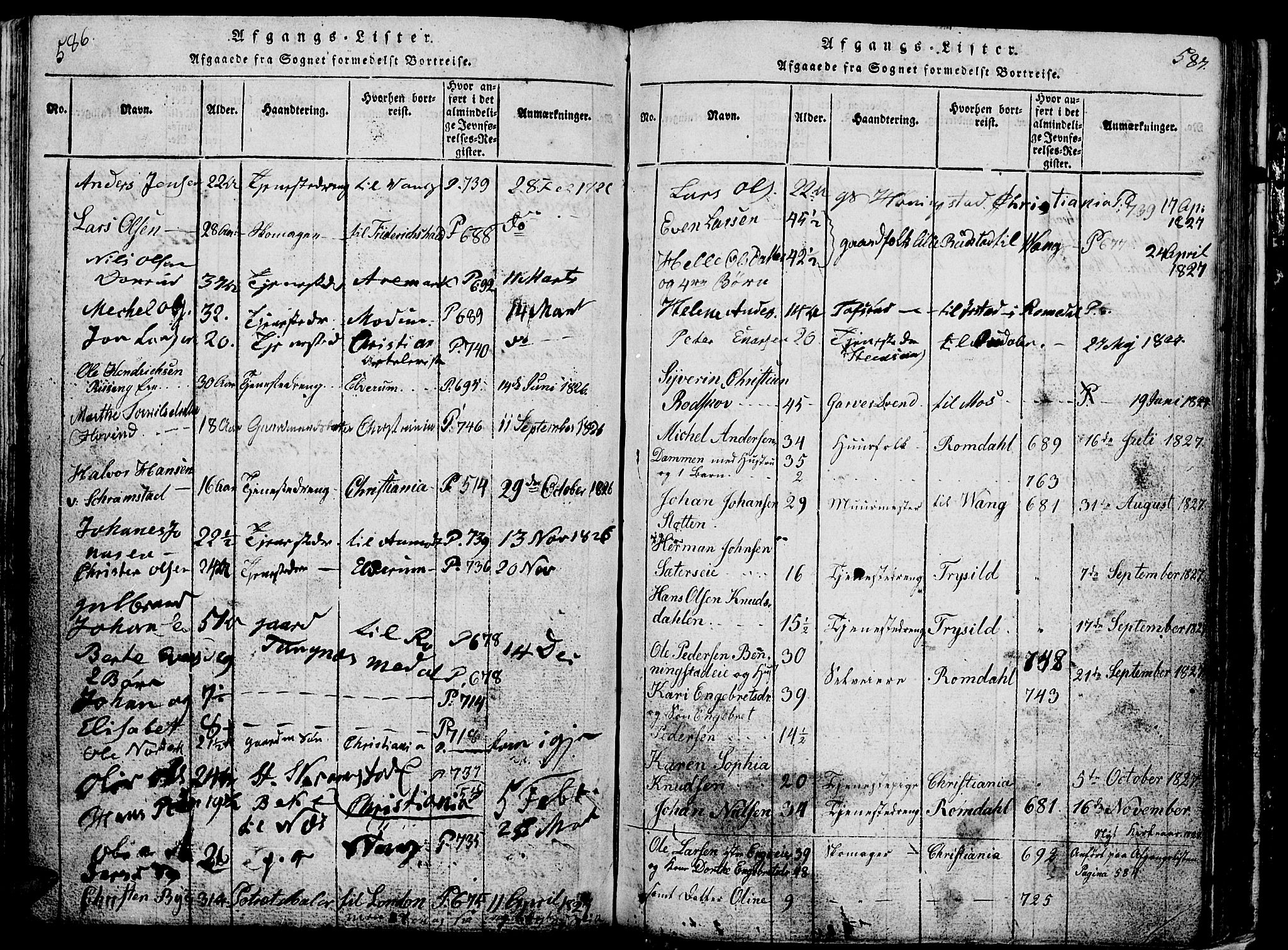 Løten prestekontor, AV/SAH-PREST-022/L/La/L0001: Parish register (copy) no. 1, 1812-1832, p. 586-587