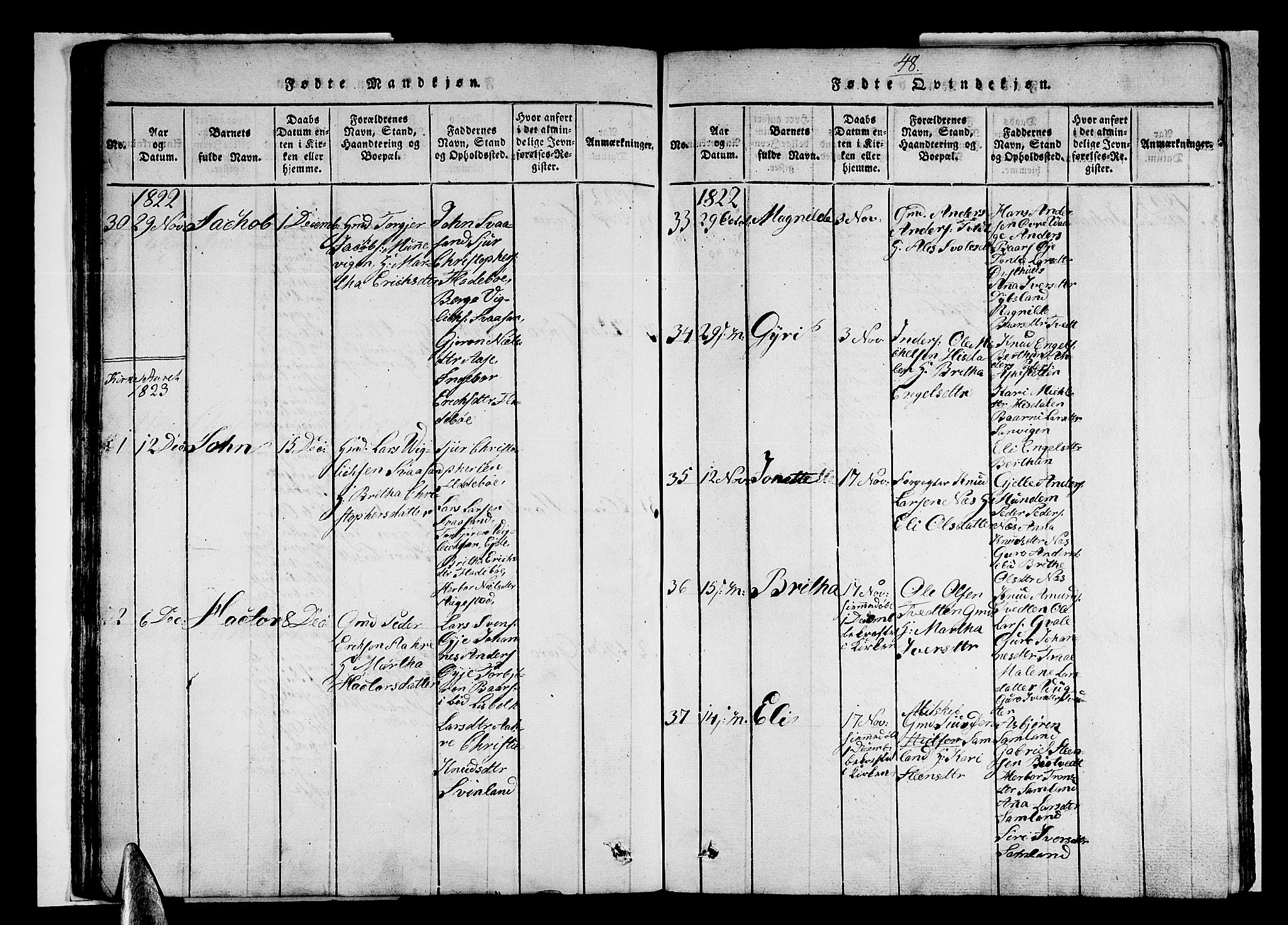 Strandebarm sokneprestembete, AV/SAB-A-78401/H/Haa: Parish register (official) no. A 5, 1816-1826, p. 48