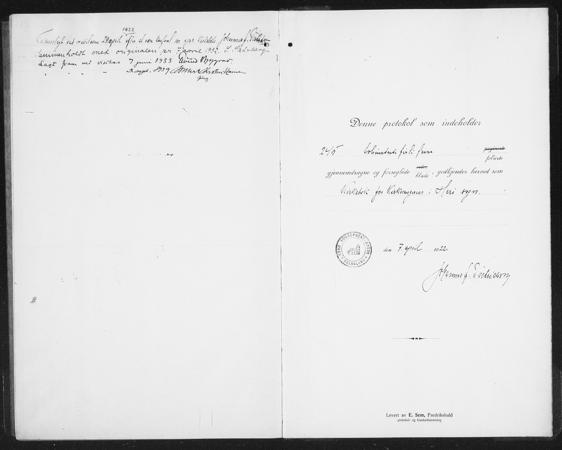 Ministerialprotokoller, klokkerbøker og fødselsregistre - Nordland, SAT/A-1459/834/L0517: Parish register (copy) no. 834C07, 1919-1939