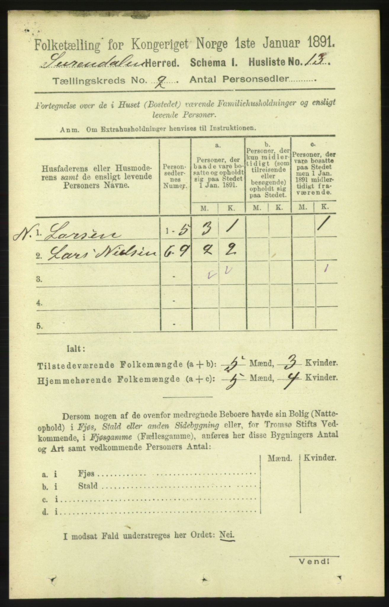 RA, 1891 census for 1566 Surnadal, 1891, p. 483