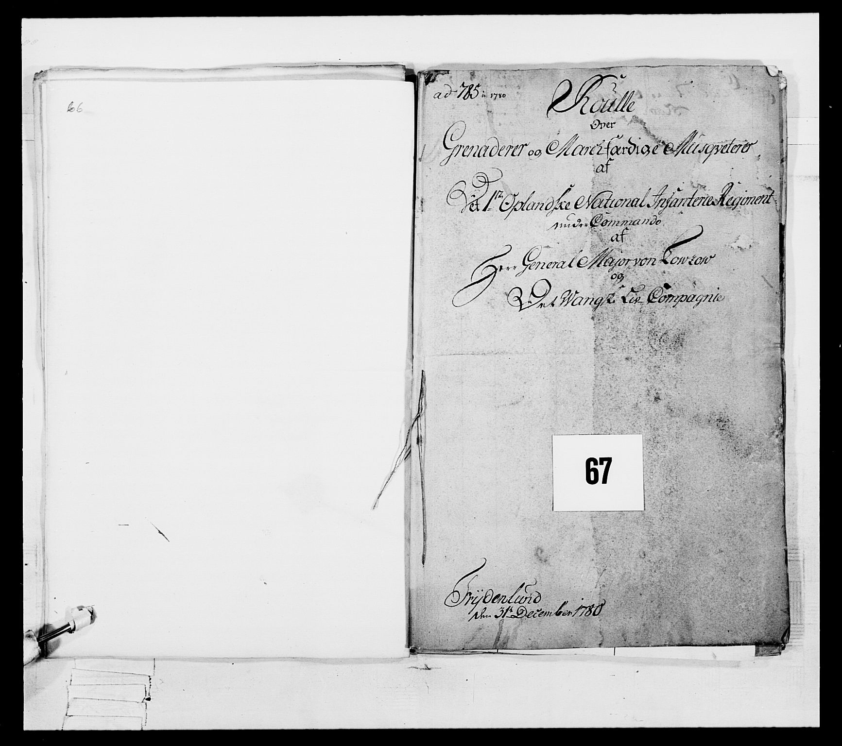 Generalitets- og kommissariatskollegiet, Det kongelige norske kommissariatskollegium, RA/EA-5420/E/Eh/L0059: 1. Opplandske nasjonale infanteriregiment, 1775-1783, p. 467