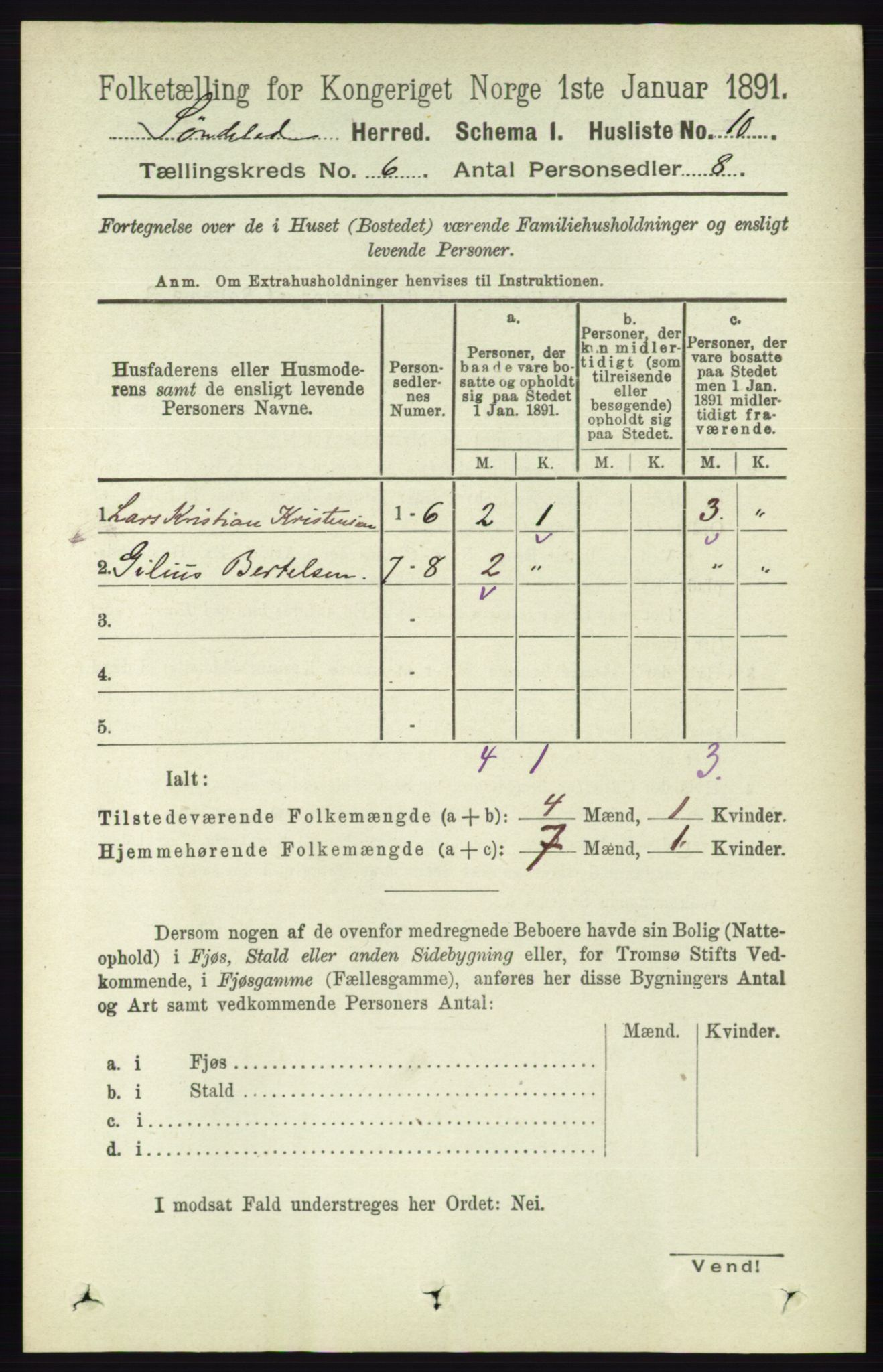 RA, 1891 census for 0913 Søndeled, 1891, p. 1751