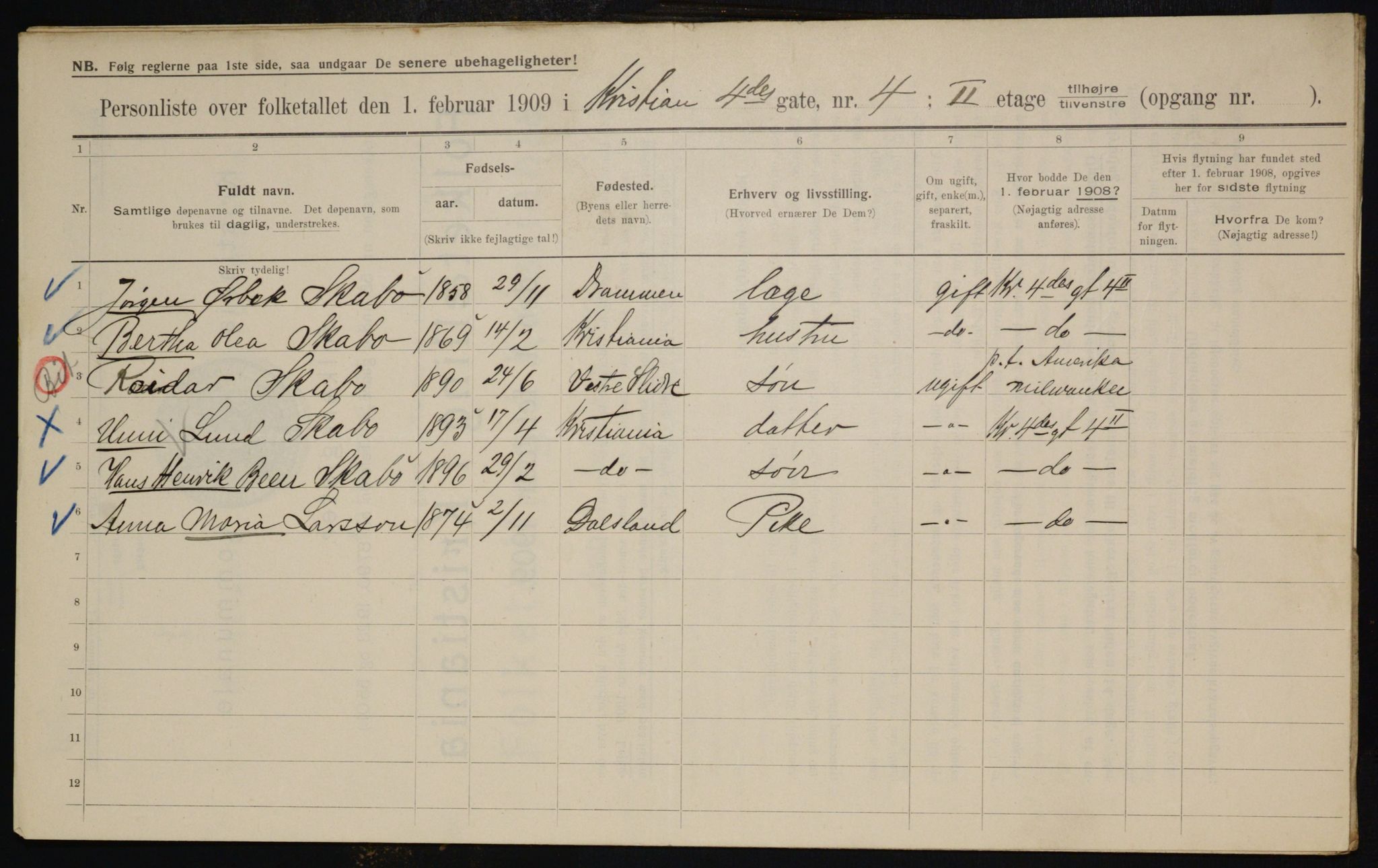 OBA, Municipal Census 1909 for Kristiania, 1909, p. 49621