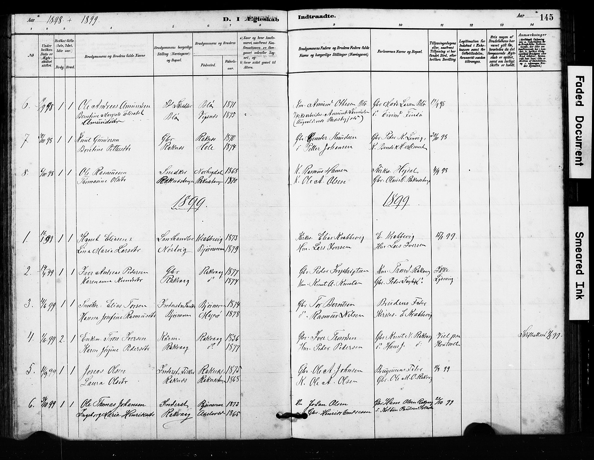 Ministerialprotokoller, klokkerbøker og fødselsregistre - Møre og Romsdal, SAT/A-1454/563/L0737: Parish register (copy) no. 563C01, 1878-1916, p. 145
