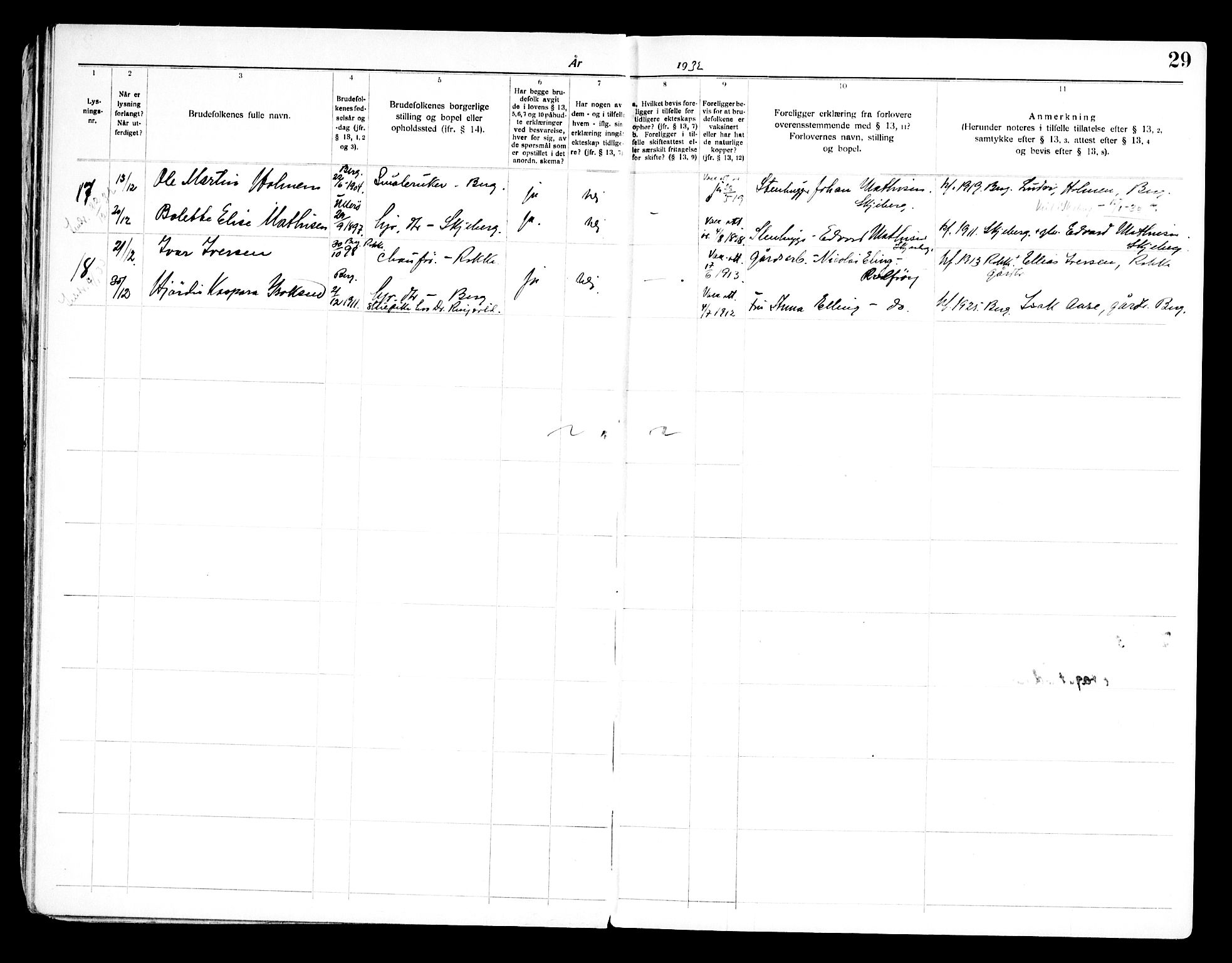 Berg prestekontor Kirkebøker, SAO/A-10902/H/Ha/L0002: Banns register no. I 2, 1919-1966, p. 29