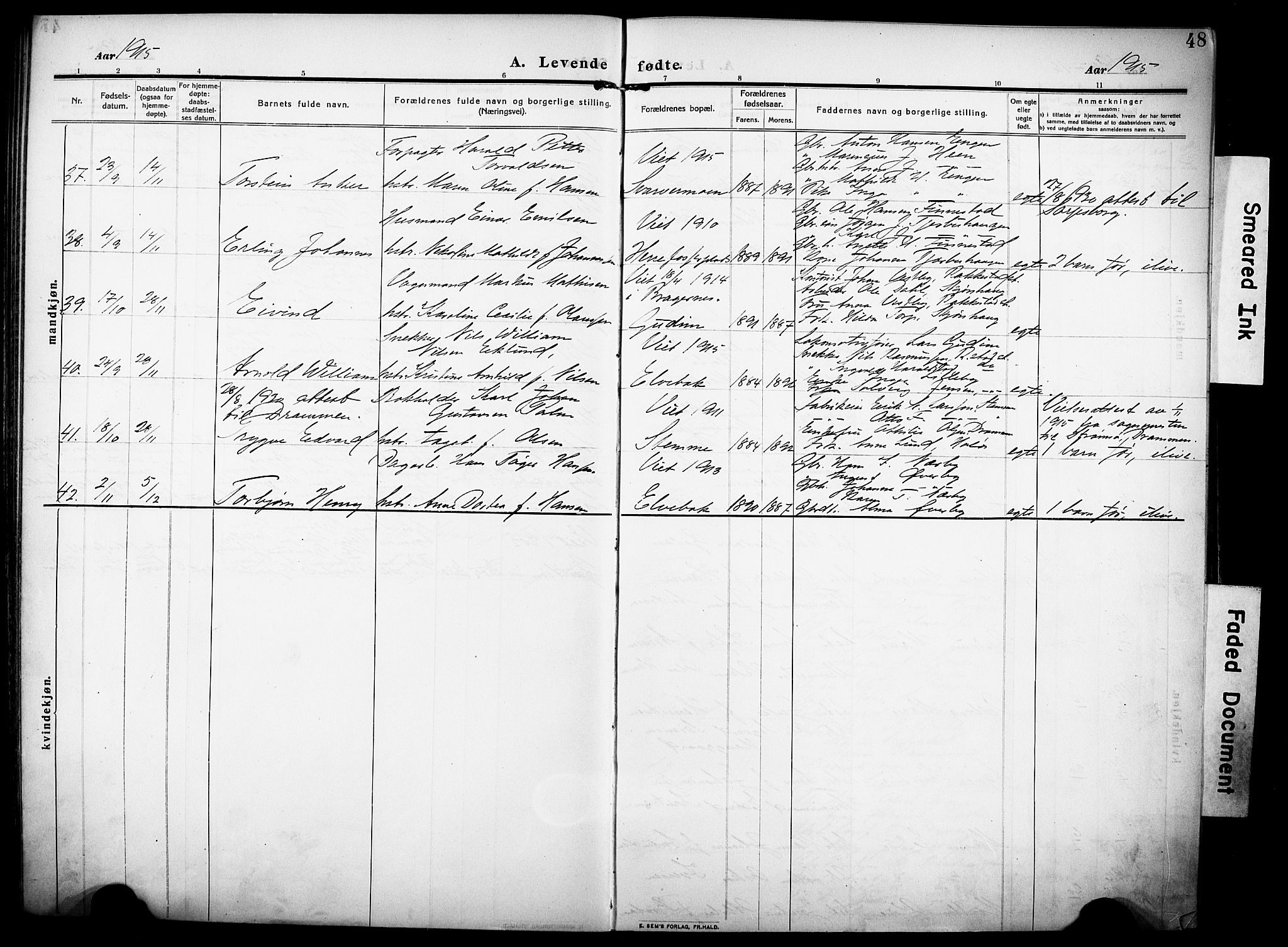 Rakkestad prestekontor Kirkebøker, AV/SAO-A-2008/F/Fa/L0015: Parish register (official) no. I 15, 1909-1922, p. 48