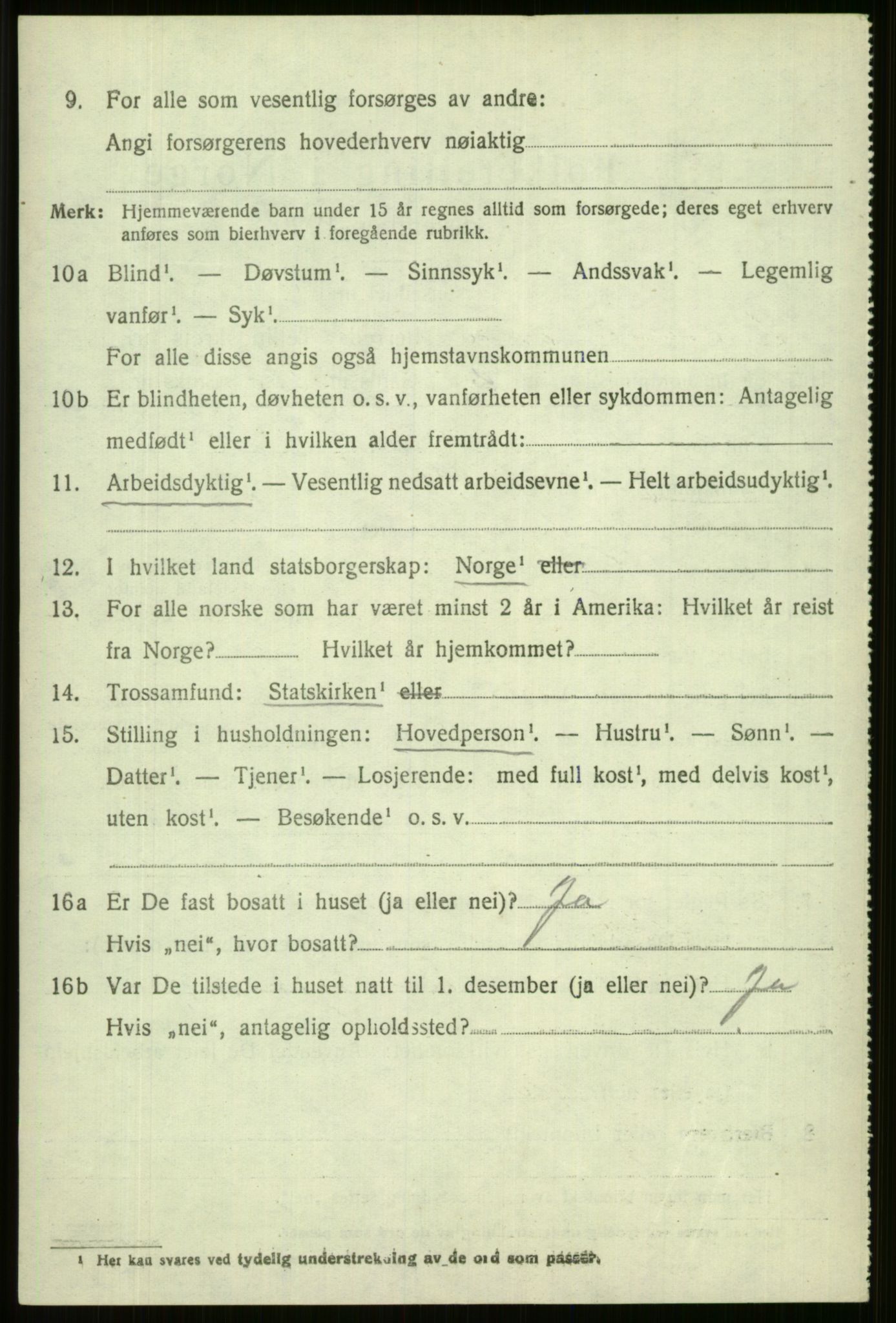 SAB, 1920 census for Vossestrand, 1920, p. 4237