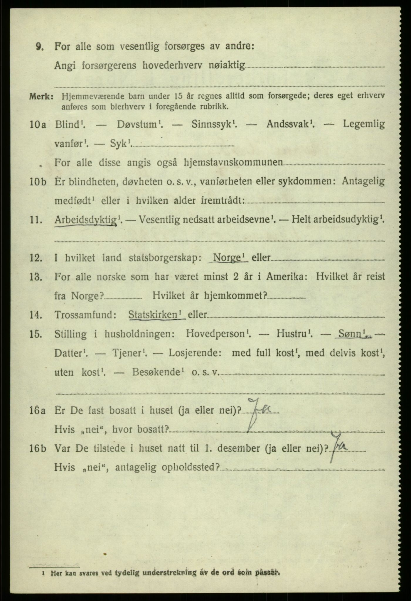 SAB, 1920 census for Kvam, 1920, p. 2956