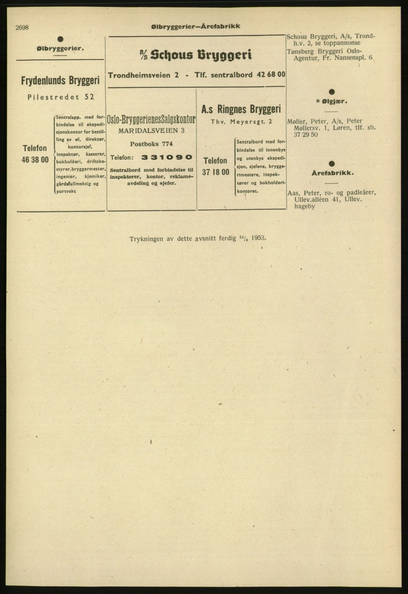 Kristiania/Oslo adressebok, PUBL/-, 1953, p. 2698