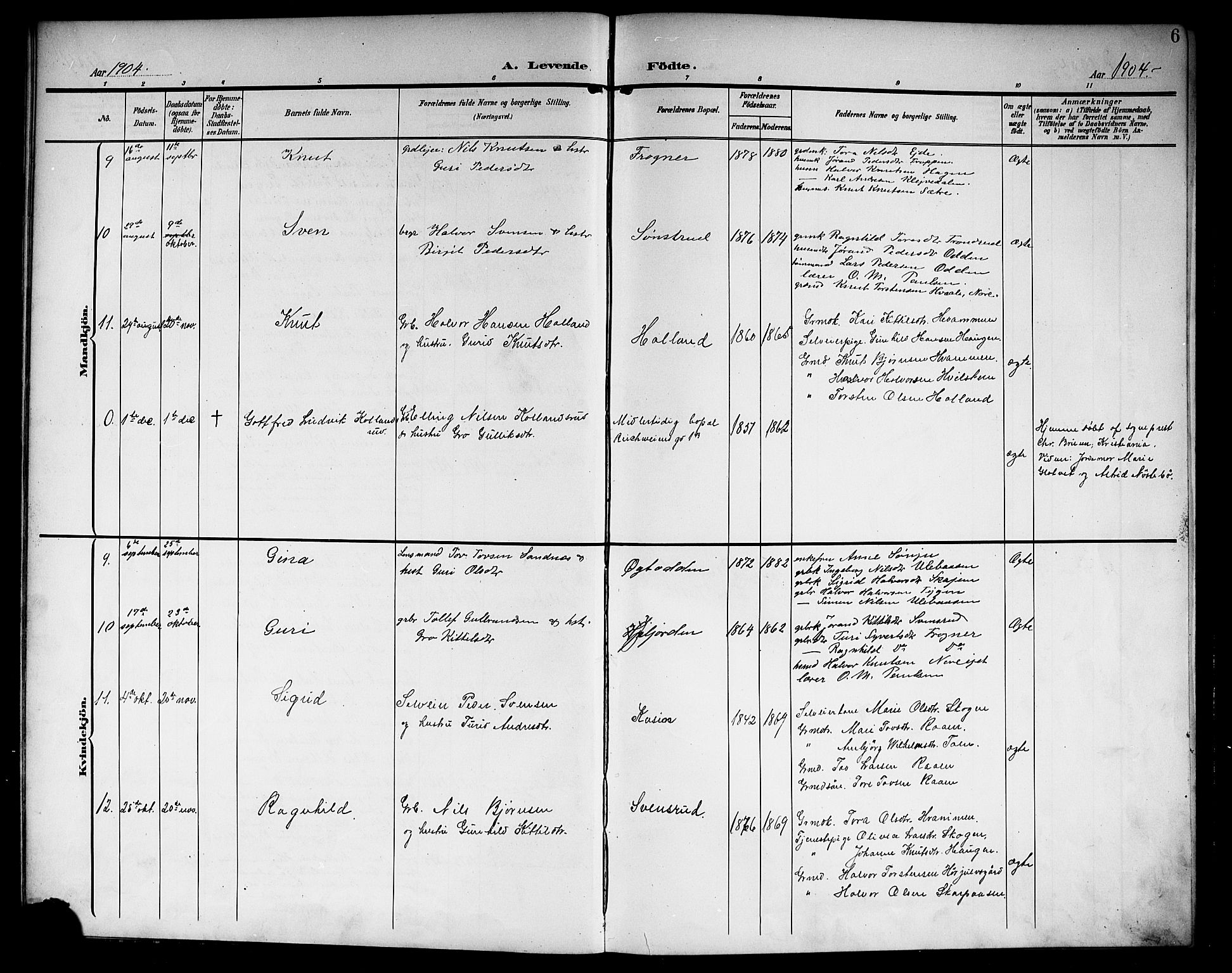 Nore kirkebøker, AV/SAKO-A-238/G/Ga/L0004: Parish register (copy) no. I 4, 1904-1919, p. 6