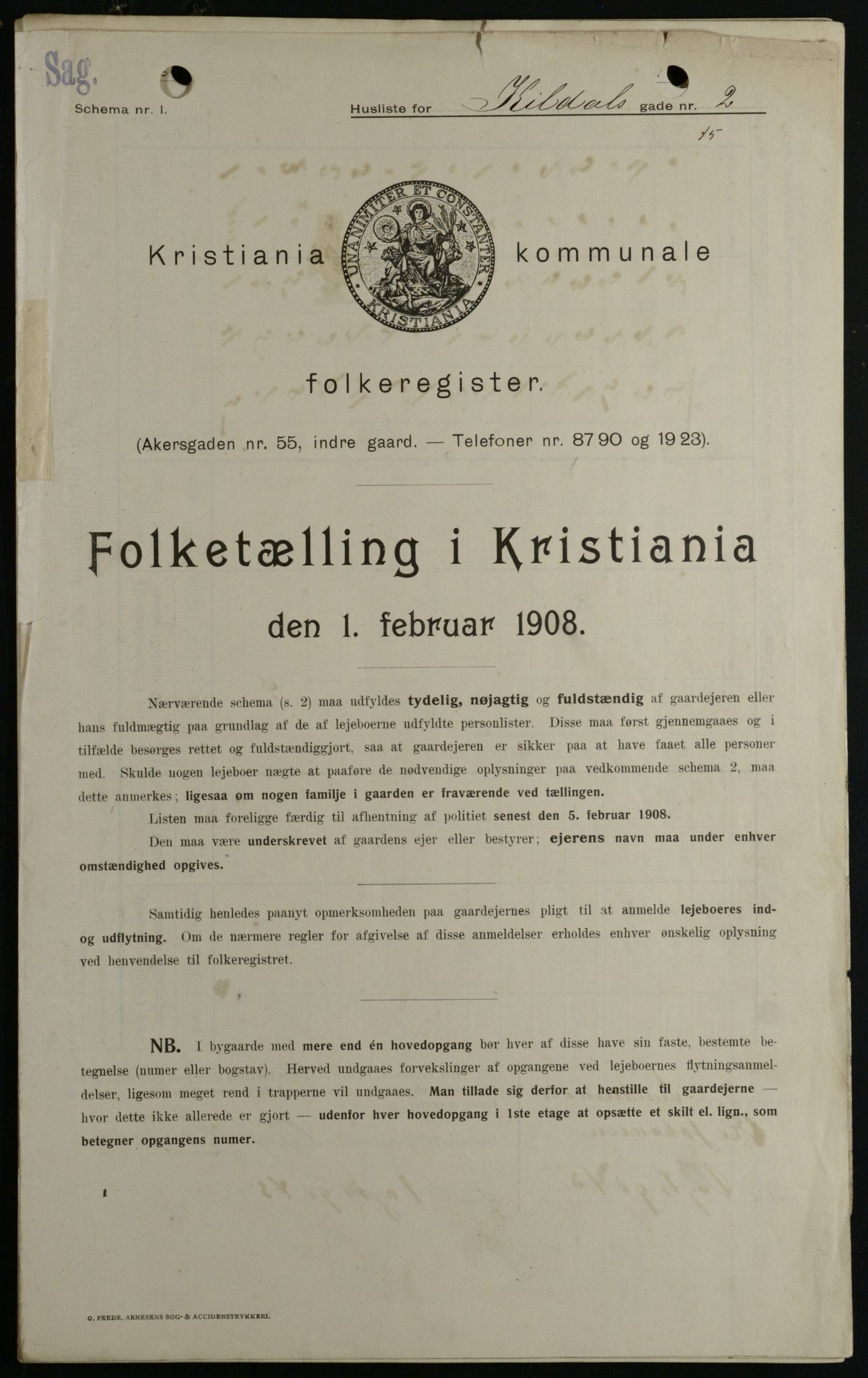 OBA, Municipal Census 1908 for Kristiania, 1908, p. 44277