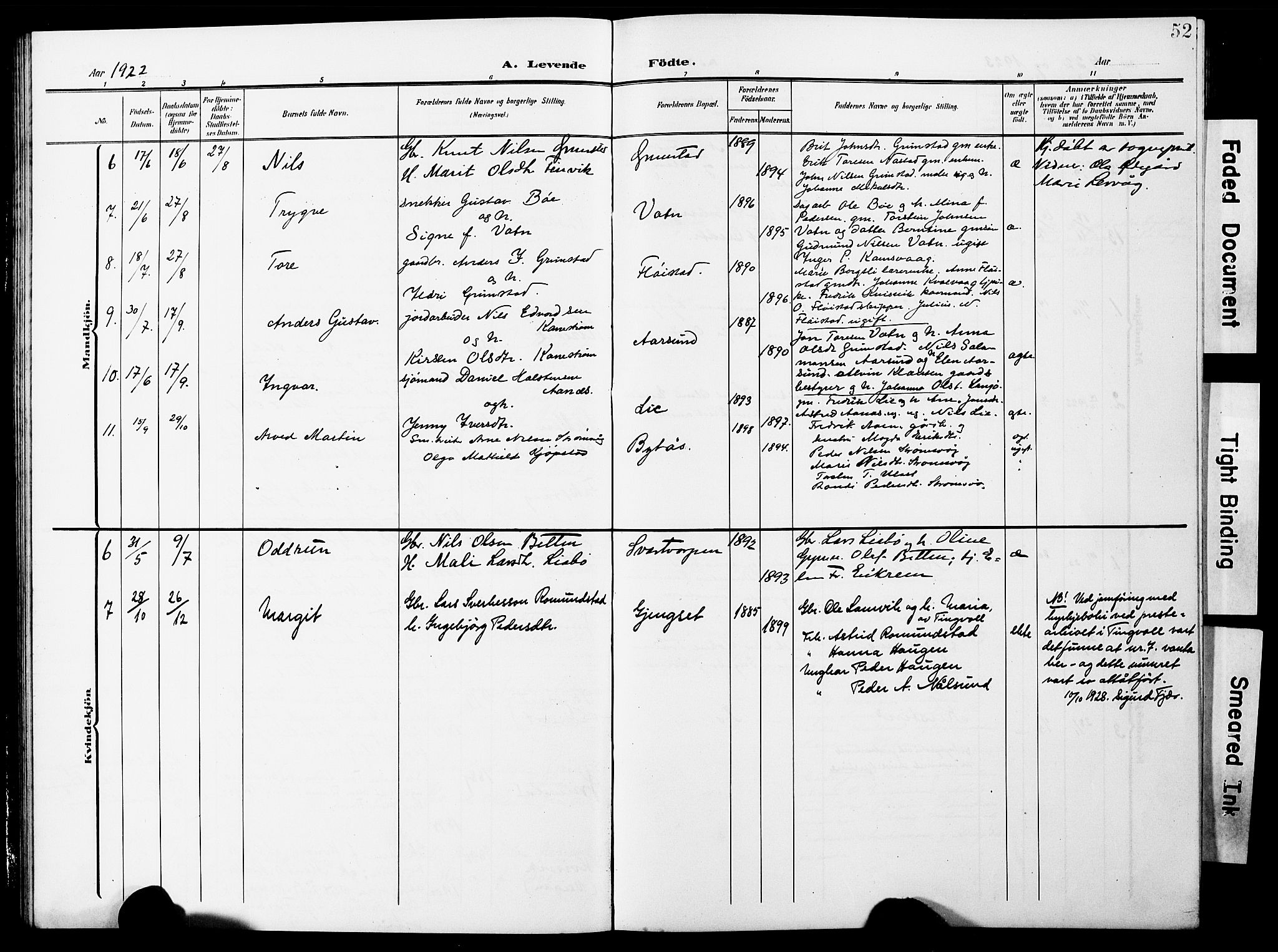 Ministerialprotokoller, klokkerbøker og fødselsregistre - Møre og Romsdal, AV/SAT-A-1454/587/L1001: Parish register (copy) no. 587C01, 1906-1927, p. 52