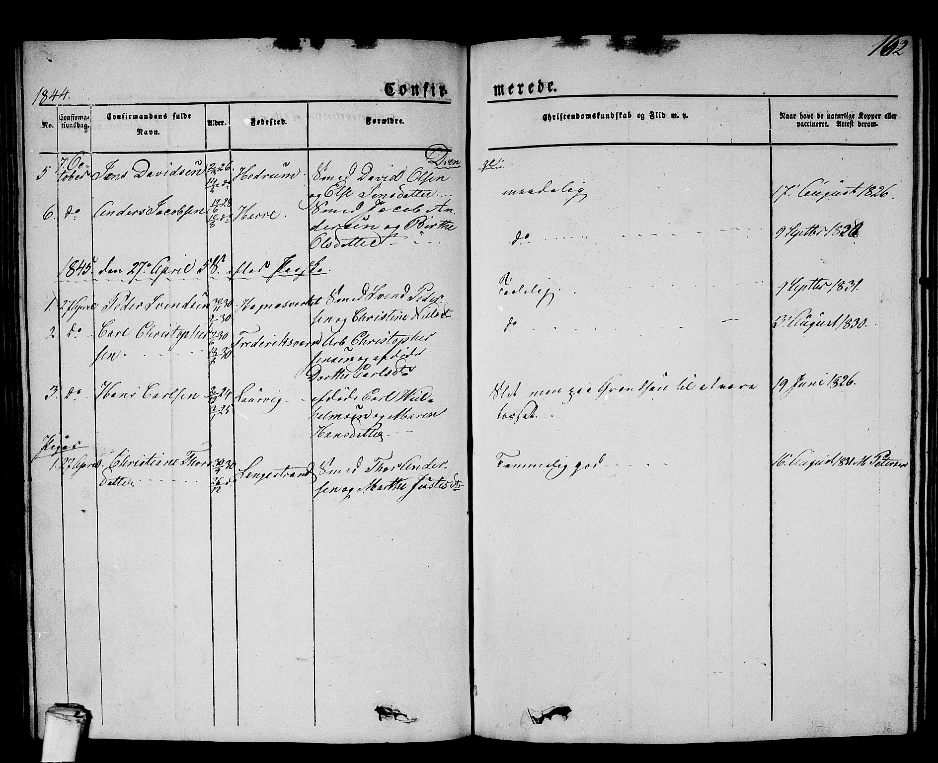 Larvik kirkebøker, AV/SAKO-A-352/G/Gb/L0002: Parish register (copy) no. II 2, 1843-1866, p. 162